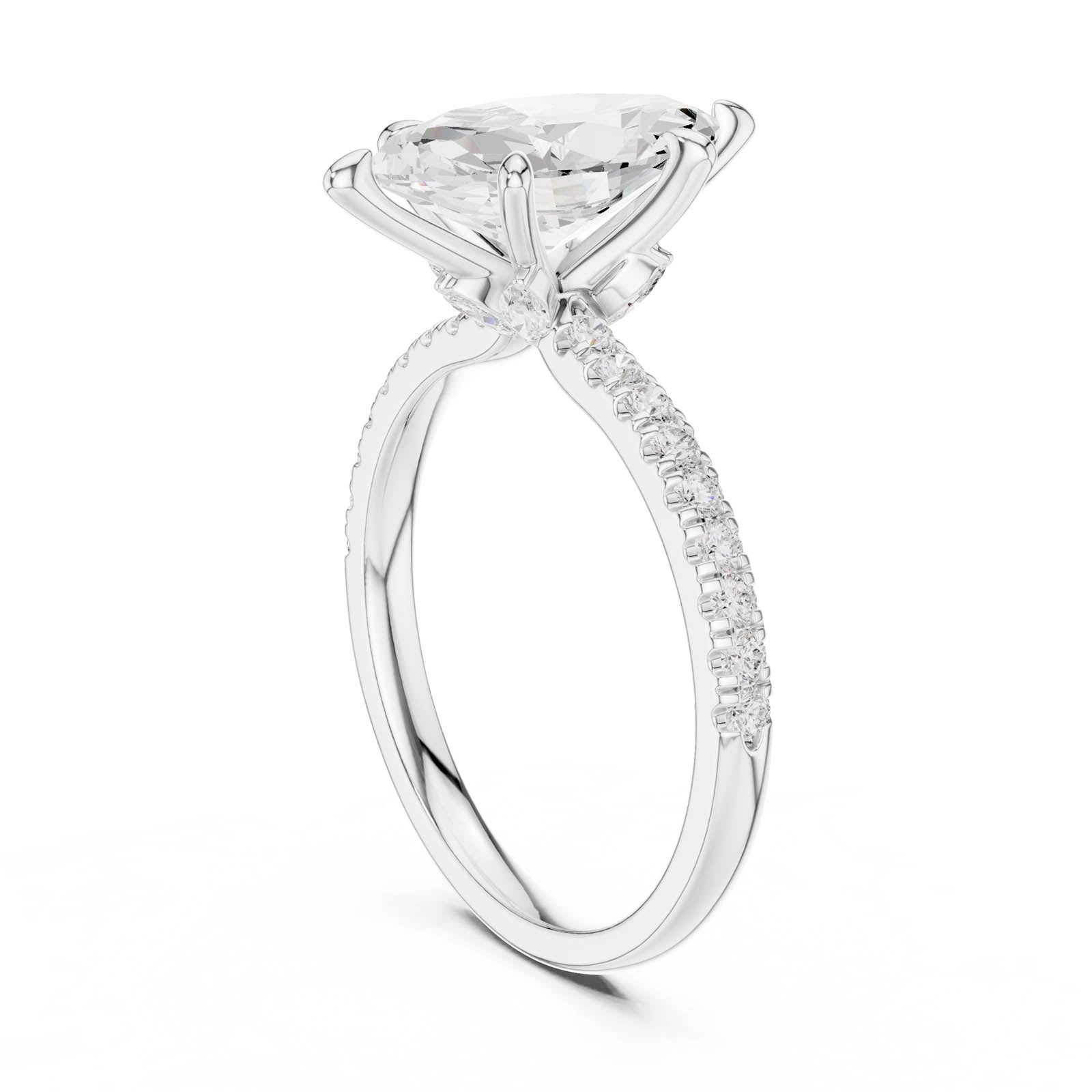 2.43 Ct. Marquise Diamond Ring with Hidden Halo and Pavé Band (DDLR-1012) 12