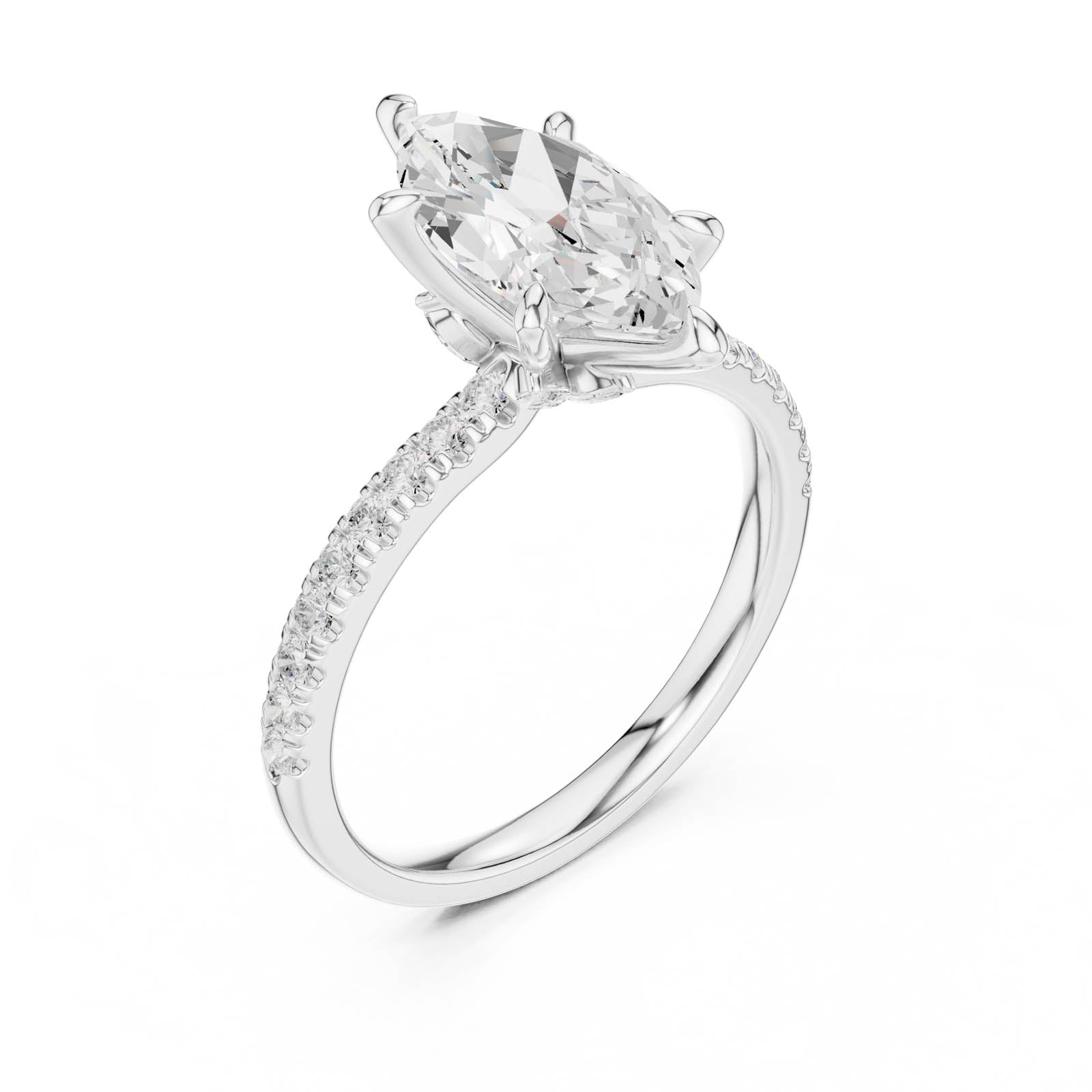 2.43 Ct. Marquise Diamond Ring with Hidden Halo and Pavé Band (DDLR-1012) 13