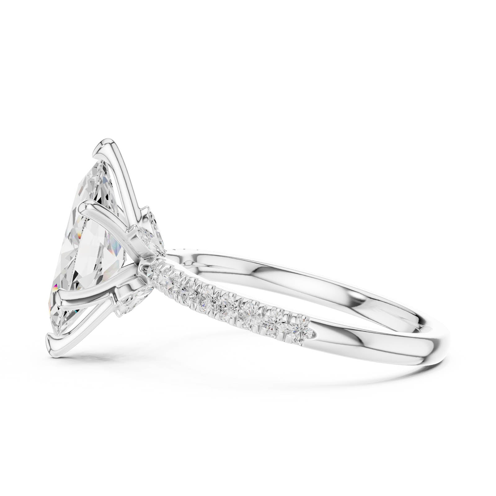 2.43 Ct. Marquise Diamond Ring with Hidden Halo and Pavé Band (DDLR-1012) 5