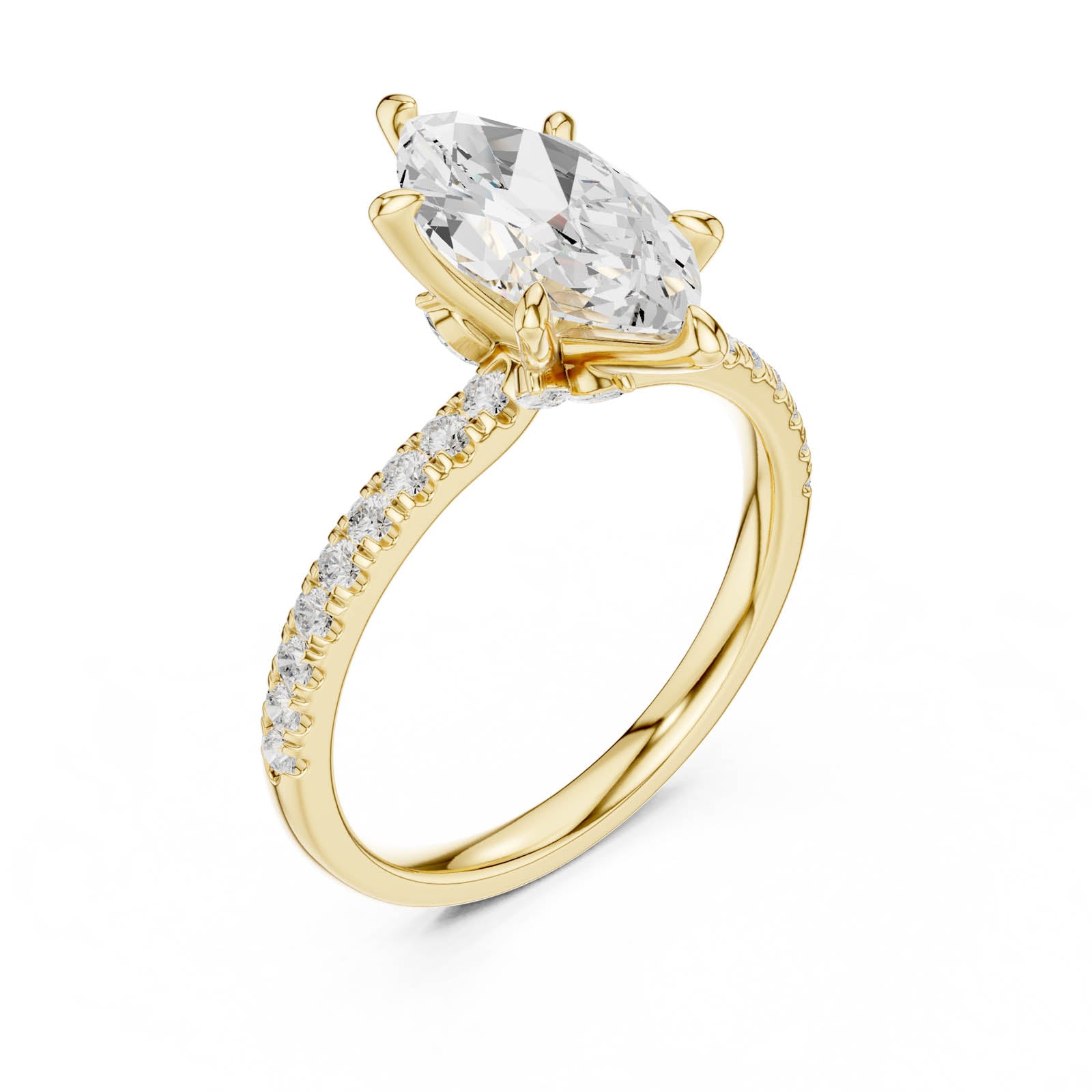 2.43 Ct. Marquise Diamond Ring with Hidden Halo and Pavé Band (DDLR-1012)