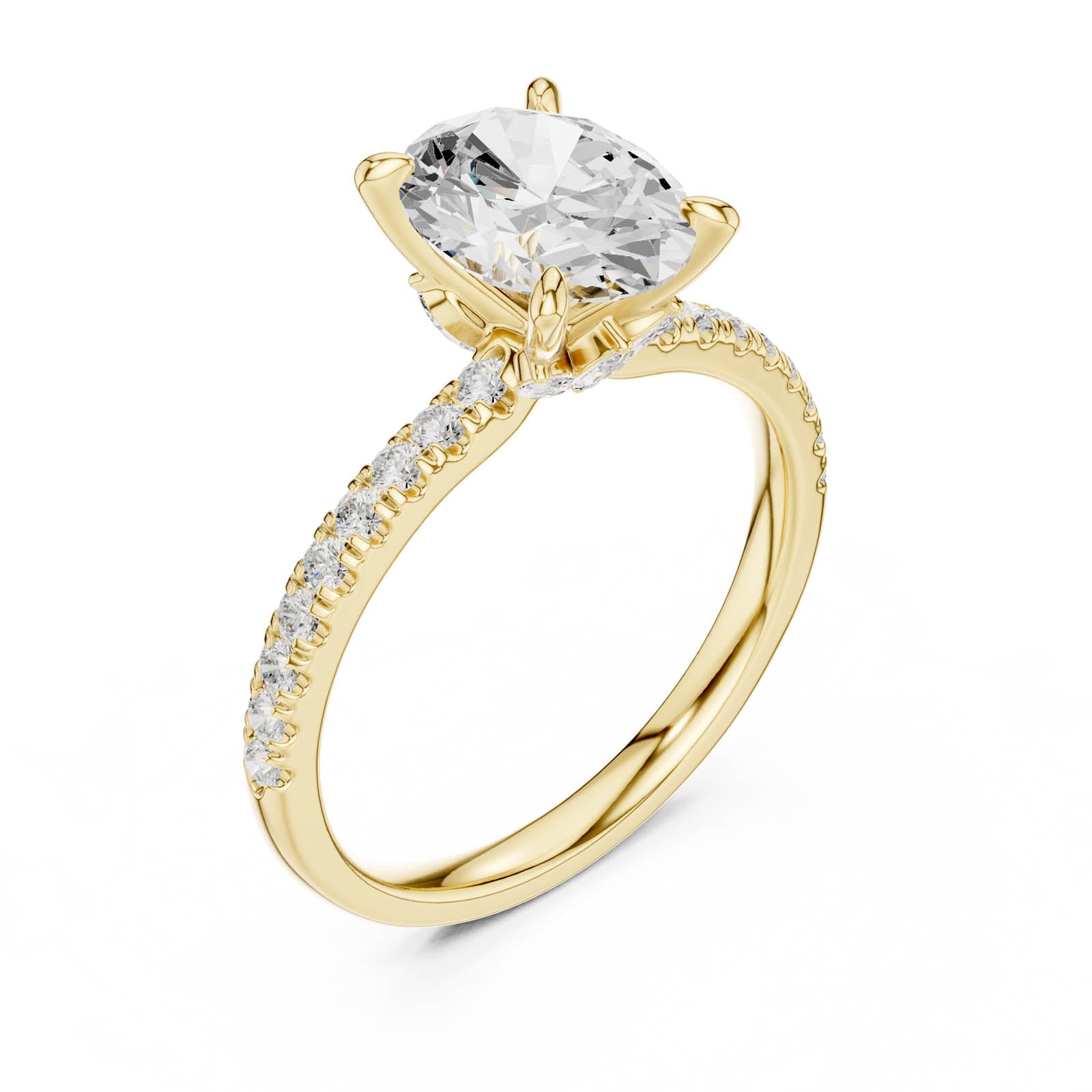 2.15 Ct. Oval Diamond Ring with Hidden Halo and Pavé Band (DDLR-1013)