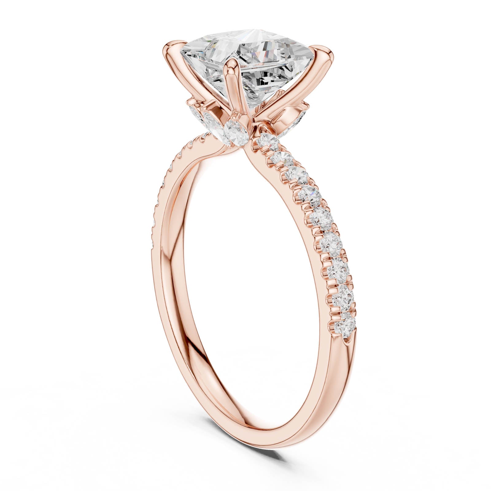 2.12 Ct. Princess Cut Diamond Ring with Hidden Halo and Pavé Band (DDLR-1014) 12
