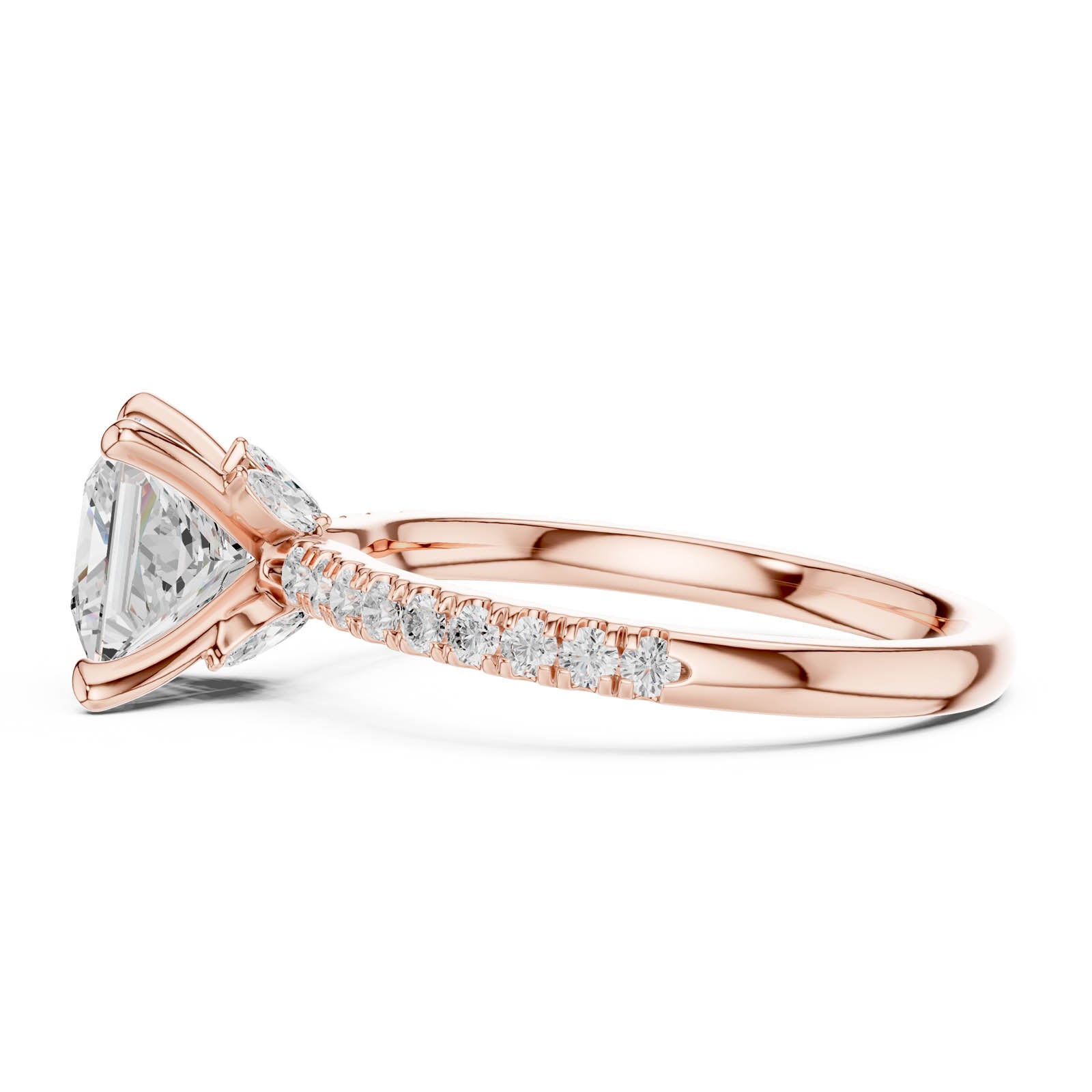 2.12 Ct. Princess Cut Diamond Ring with Hidden Halo and Pavé Band (DDLR-1014) 4