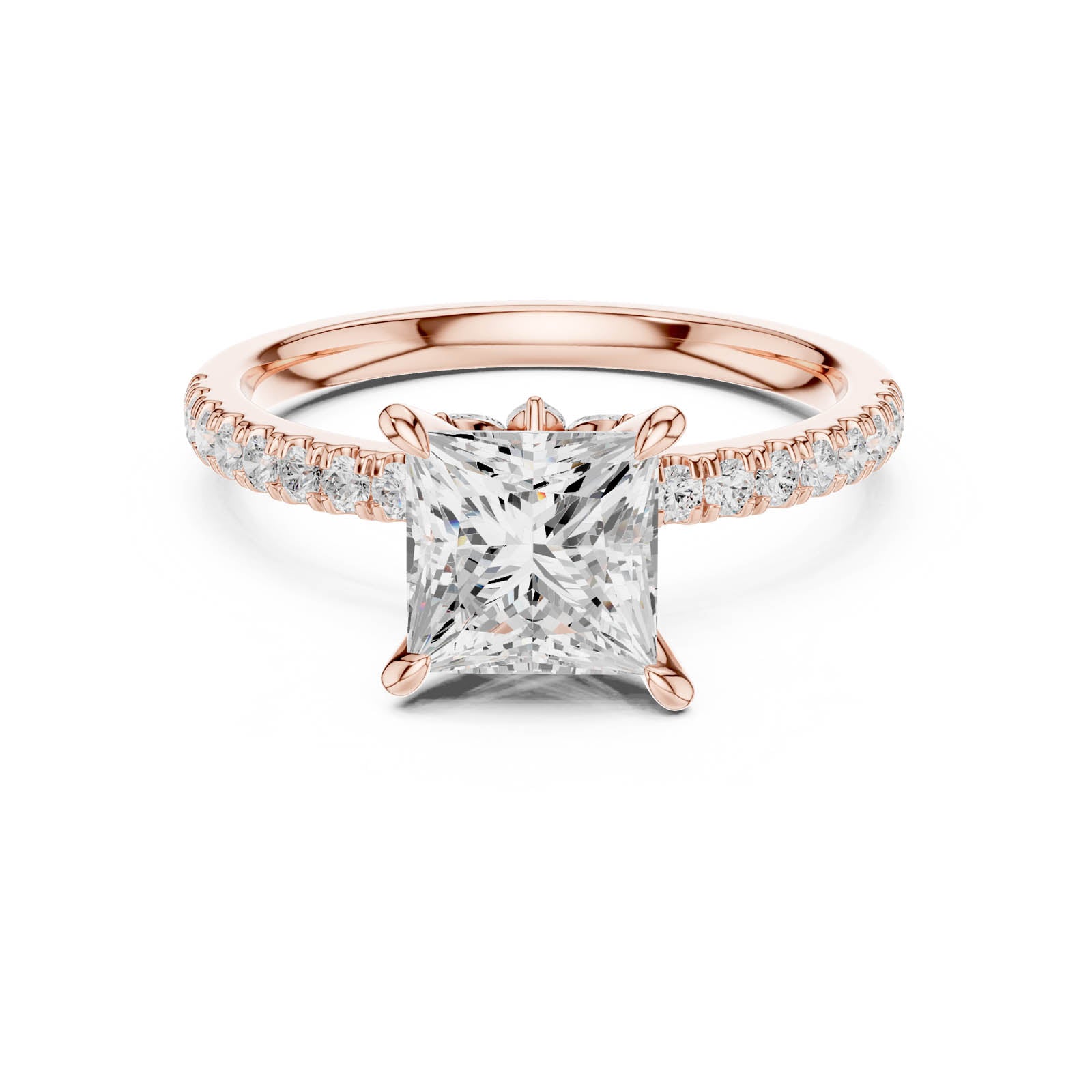 2.12 Ct. Princess Cut Diamond Ring with Hidden Halo and Pavé Band (DDLR-1014) 5