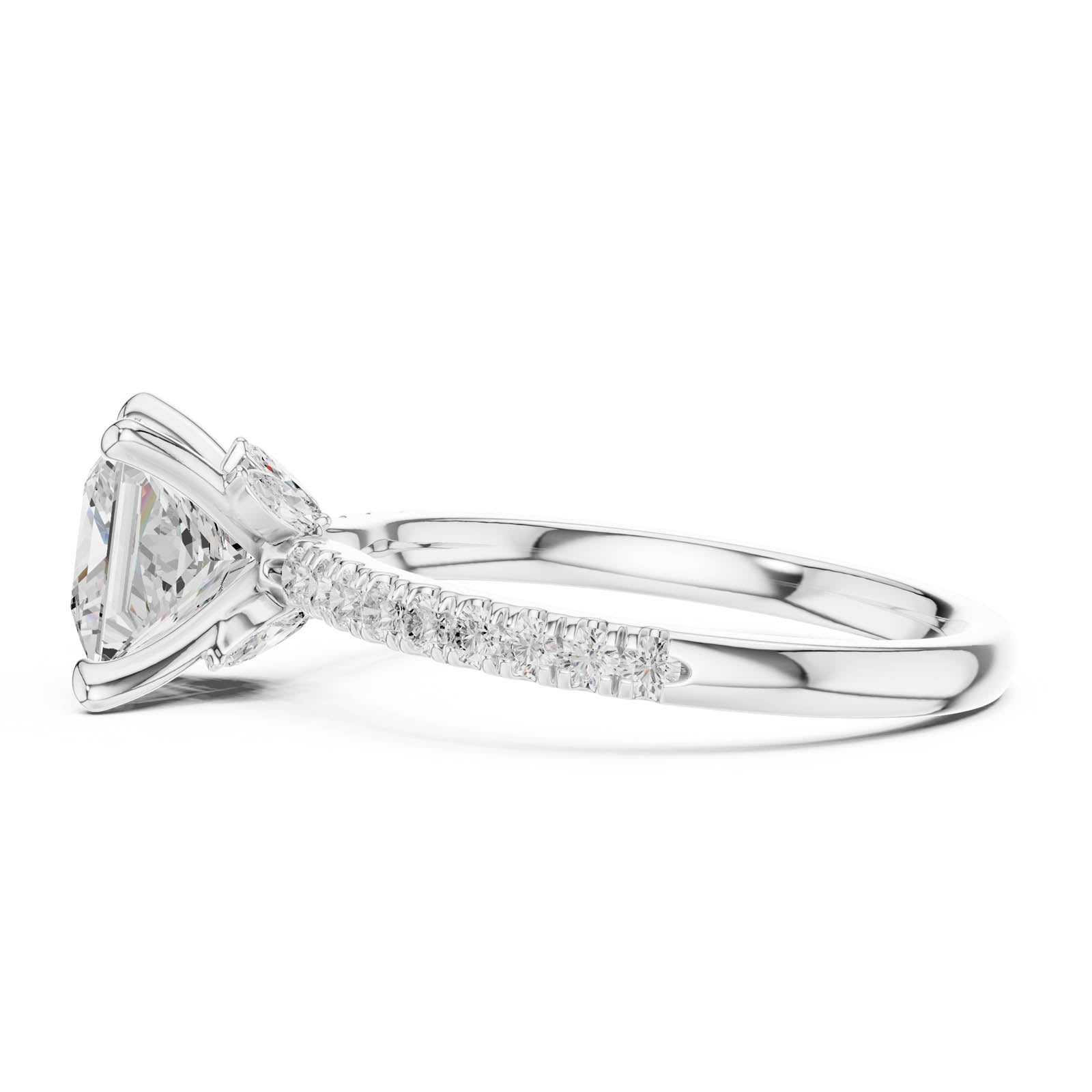 2.12 Ct. Princess Cut Diamond Ring with Hidden Halo and Pavé Band (DDLR-1014) 8