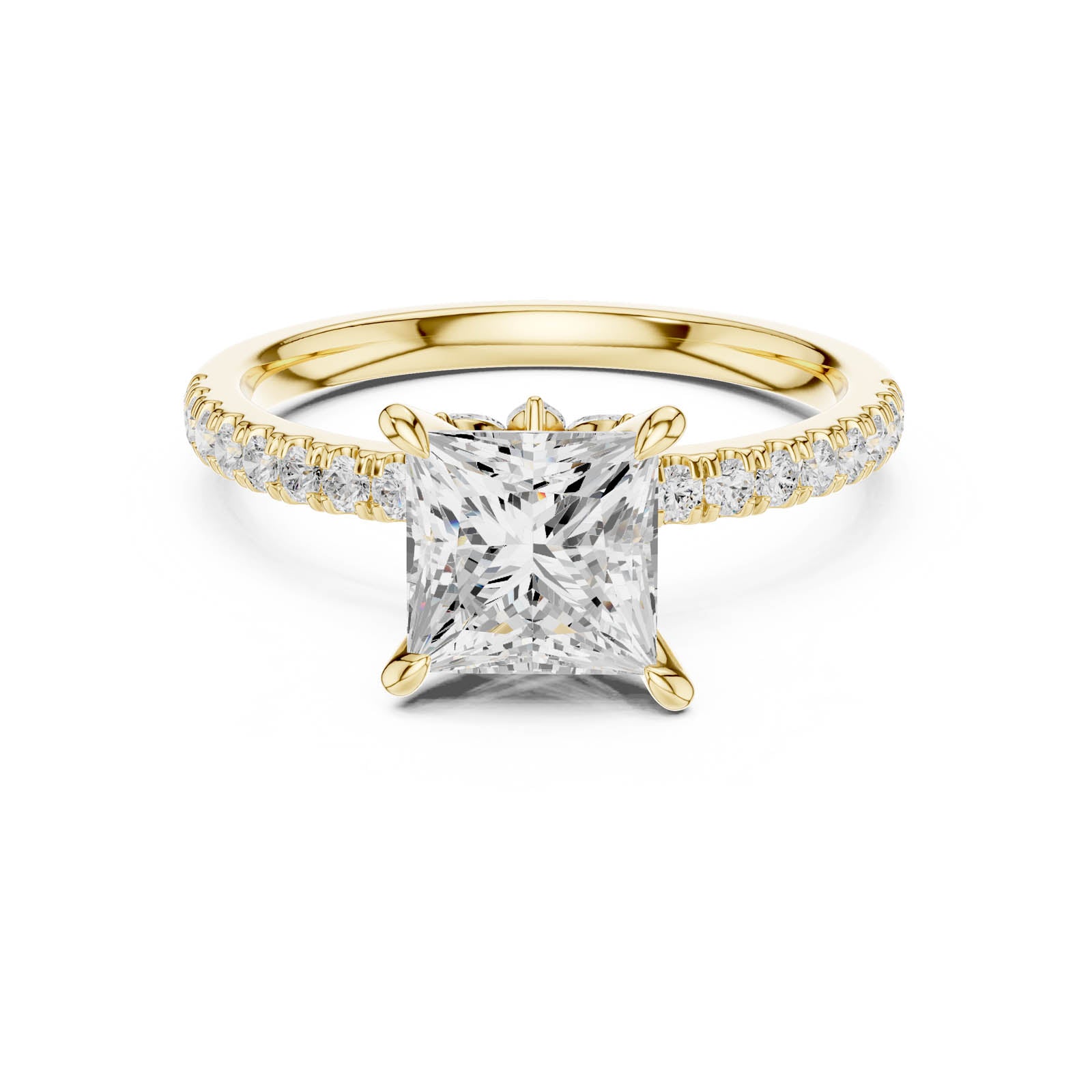 2.12 Ct. Princess Cut Diamond Ring with Hidden Halo and Pavé Band (DDLR-1014) 11