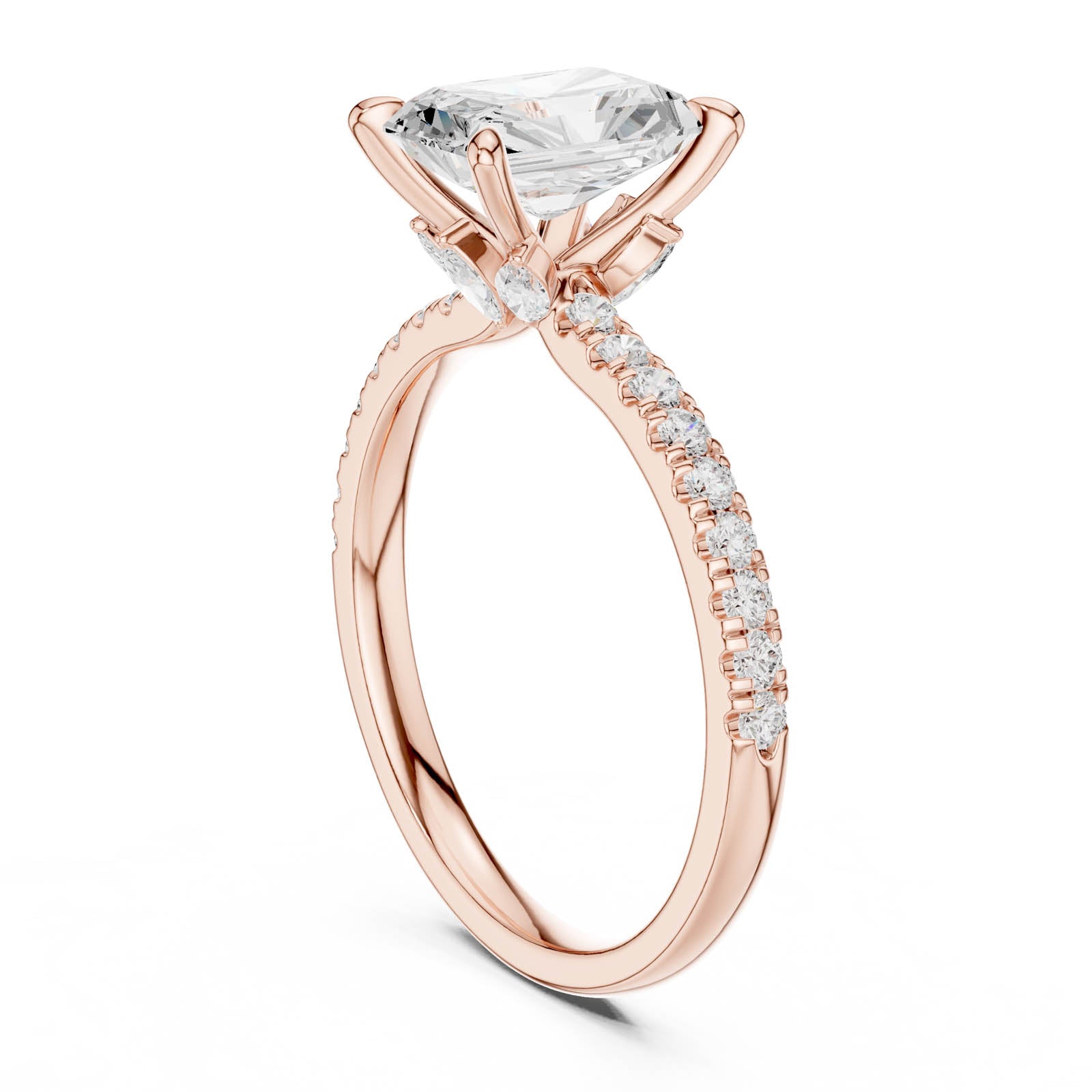 1.96 Ct. Radiant Cut Diamond Ring with Hidden Halo and Pavé Band (DDLR-1015) 13