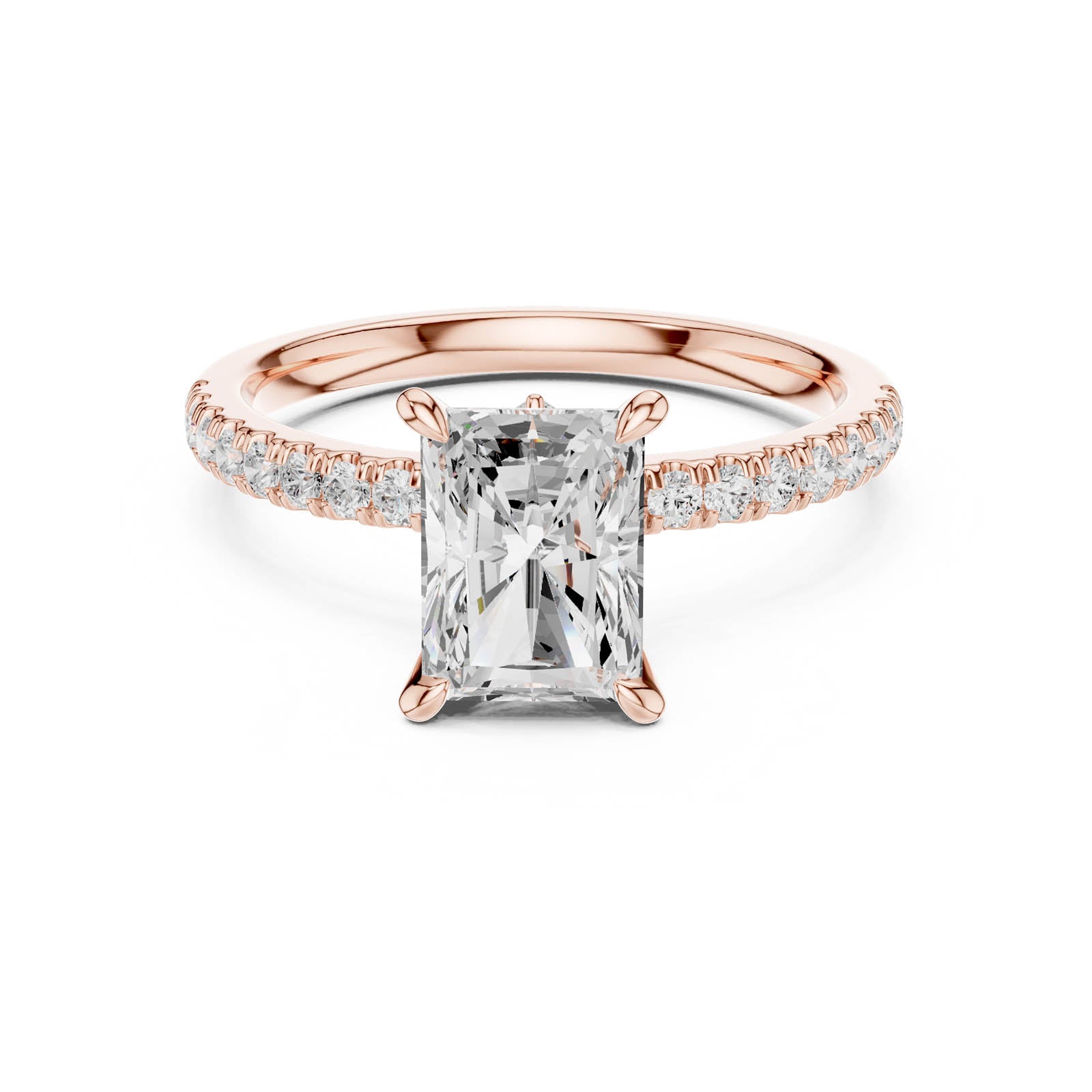 1.96 Ct. Radiant Cut Diamond Ring with Hidden Halo and Pavé Band (DDLR-1015) 10