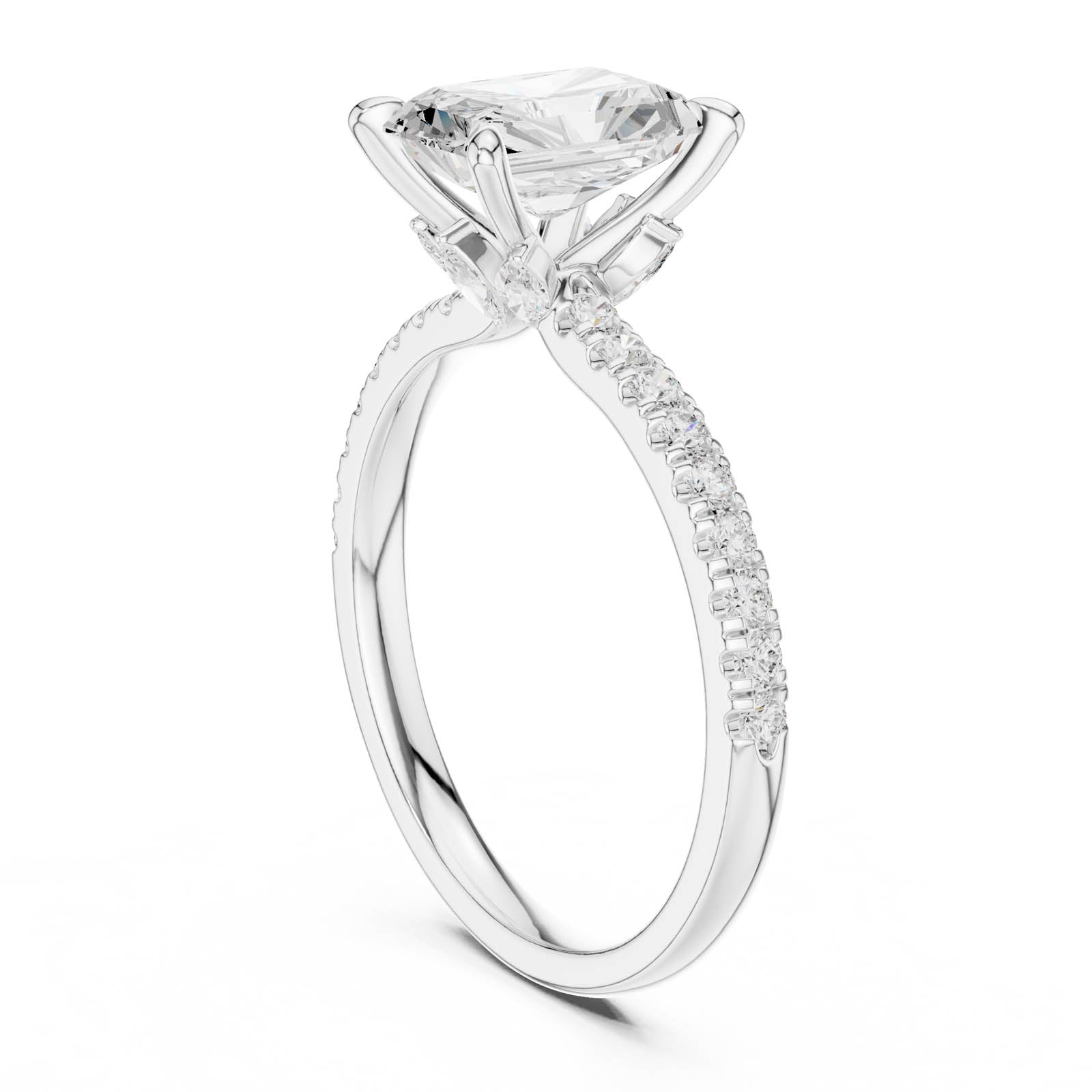 1.96 Ct. Radiant Cut Diamond Ring with Hidden Halo and Pavé Band (DDLR-1015) 5