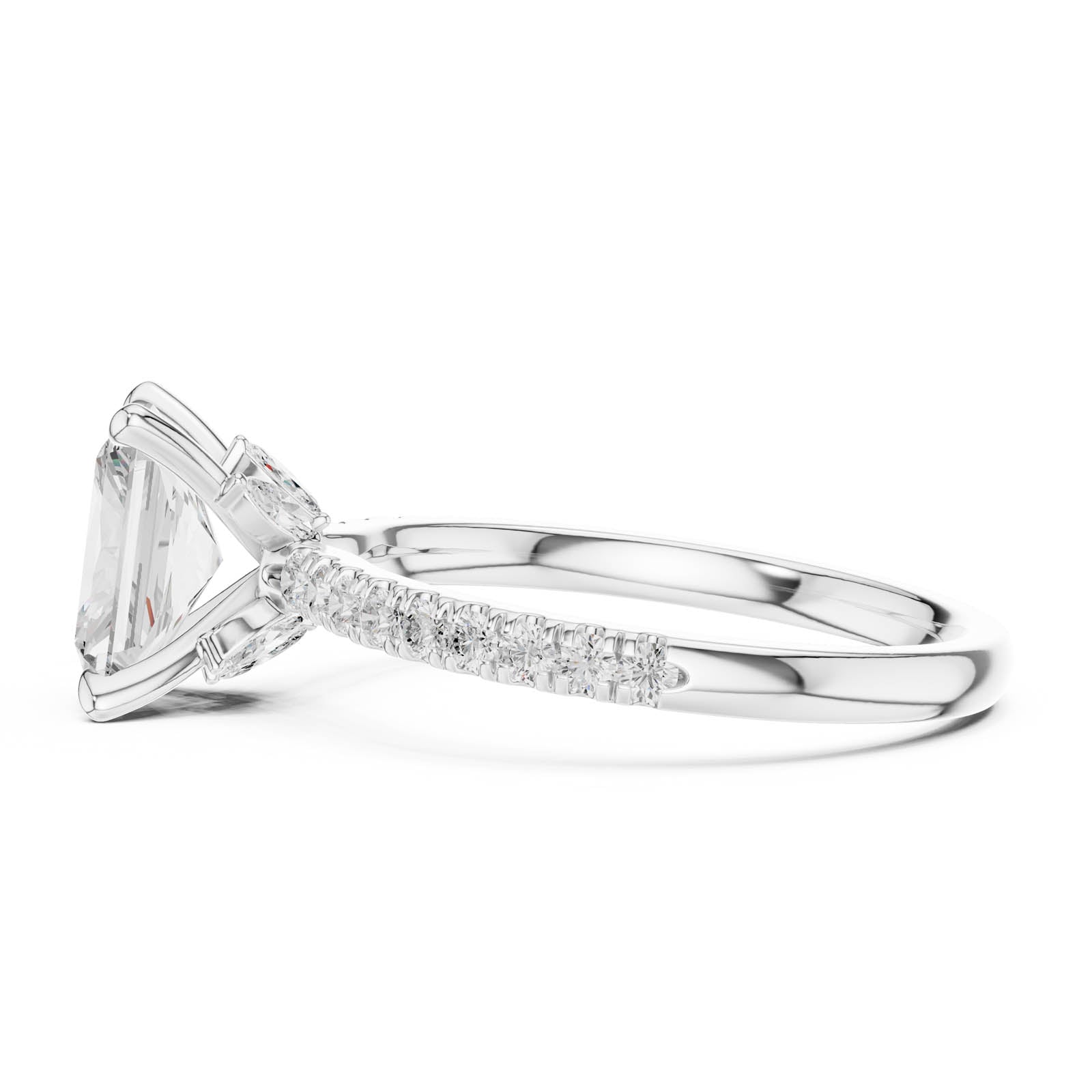 1.96 Ct. Radiant Cut Diamond Ring with Hidden Halo and Pavé Band (DDLR-1015) 8