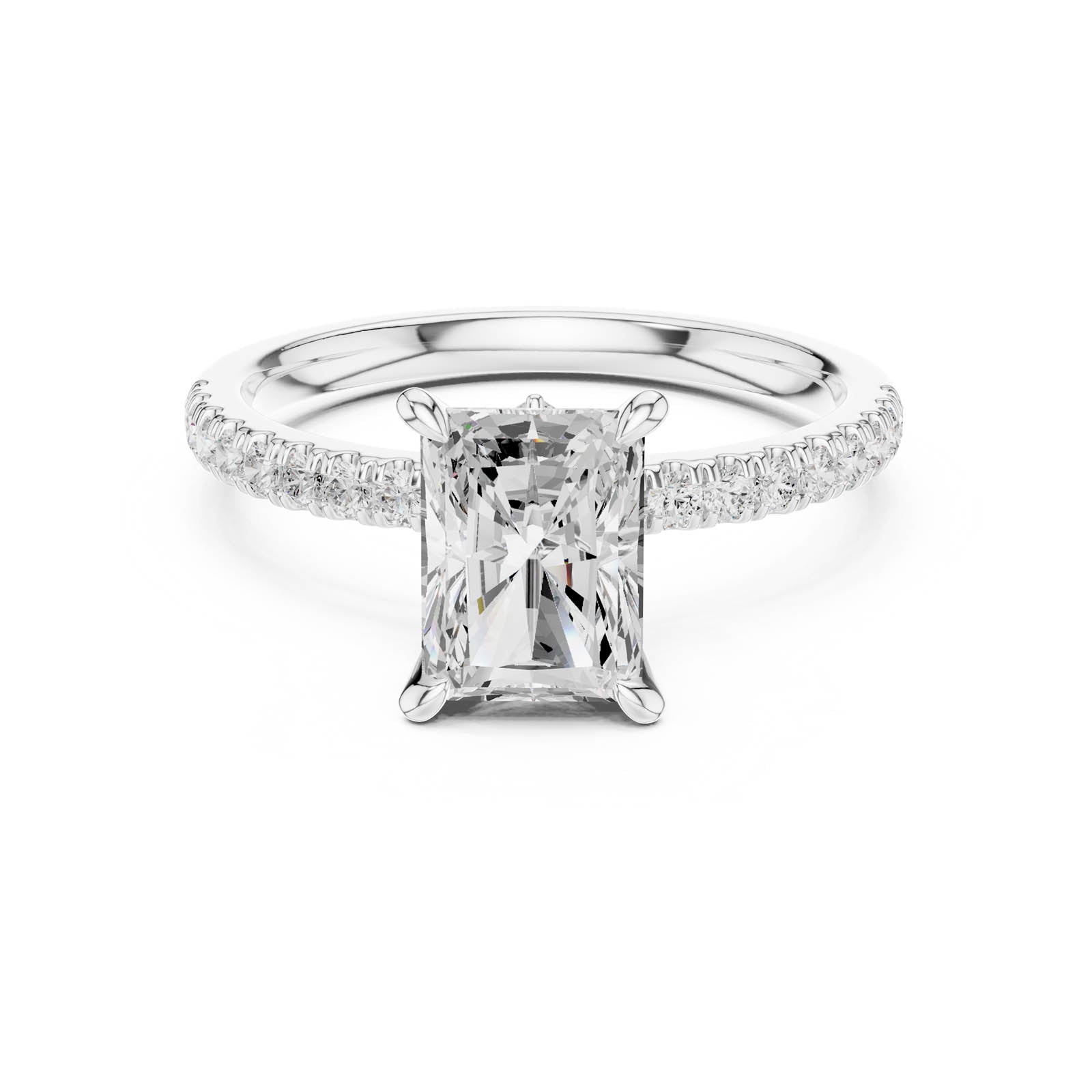 1.96 Ct. Radiant Cut Diamond Ring with Hidden Halo and Pavé Band (DDLR-1015)