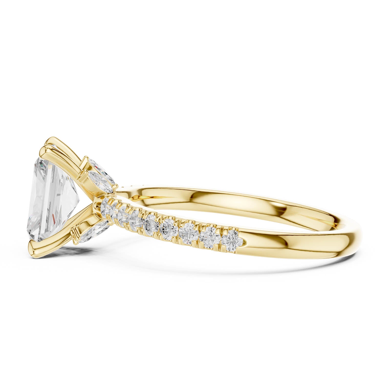 1.96 Ct. Radiant Cut Diamond Ring with Hidden Halo and Pavé Band (DDLR-1015) 12