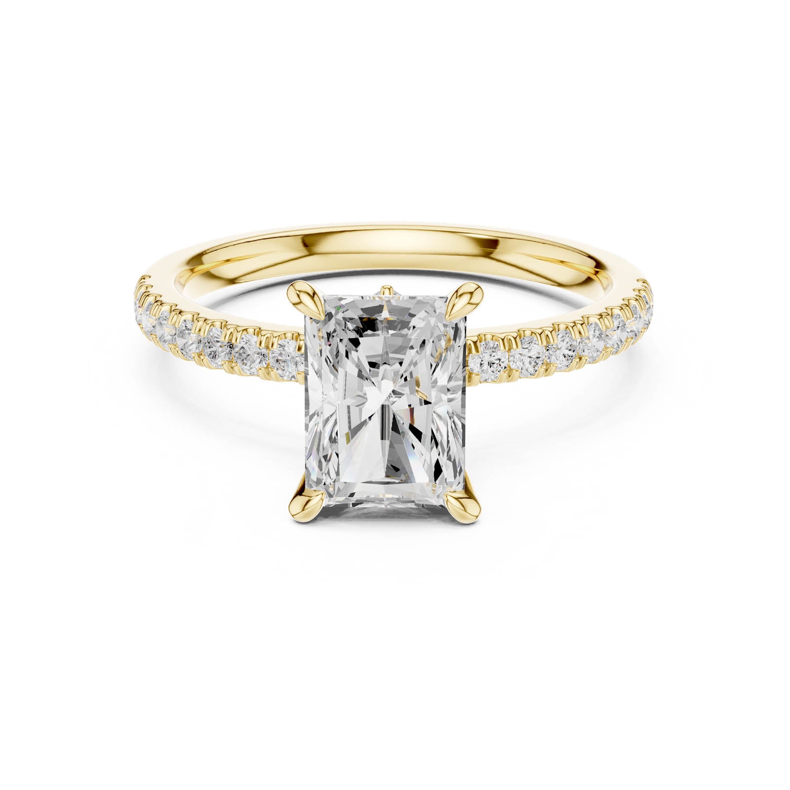 1.96 Ct. Radiant Cut Diamond Ring with Hidden Halo and Pavé Band (DDLR-1015) 6