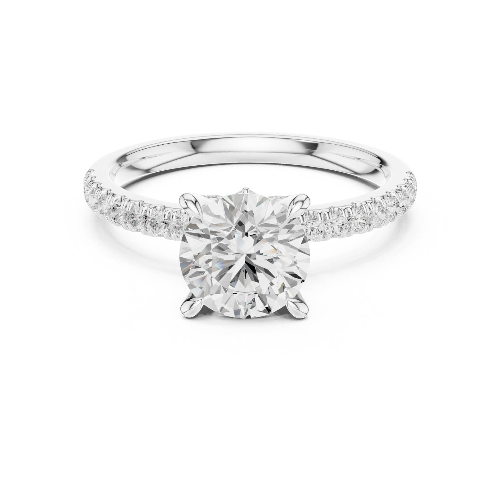 1.73 Ct. Round Diamond Ring with Hidden Halo and Pavé Band (DDLR-1016)