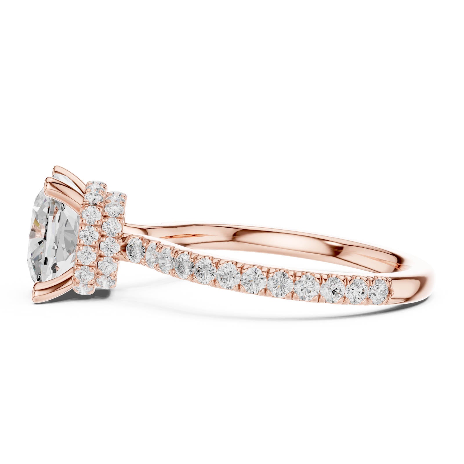 3.58 Ct. Cushion Cut Diamond Ring with Double Hidden Halo and Pavé Band (DDLR-1017) 4