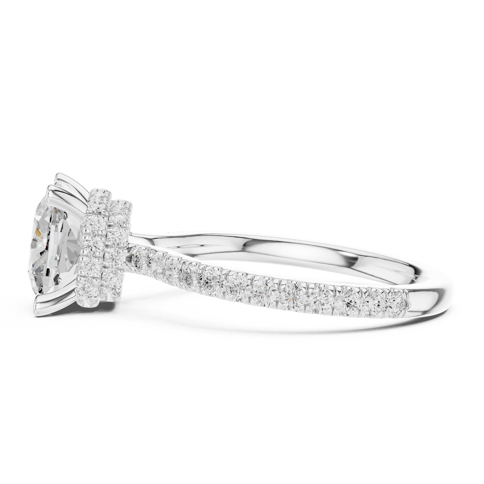 3.58 Ct. Cushion Cut Diamond Ring with Double Hidden Halo and Pavé Band (DDLR-1017) 5