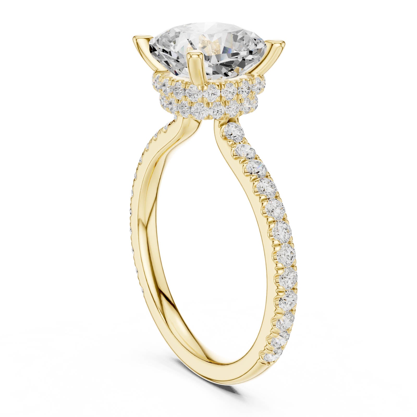3.58 Ct. Cushion Cut Diamond Ring with Double Hidden Halo and Pavé Band (DDLR-1017) 6