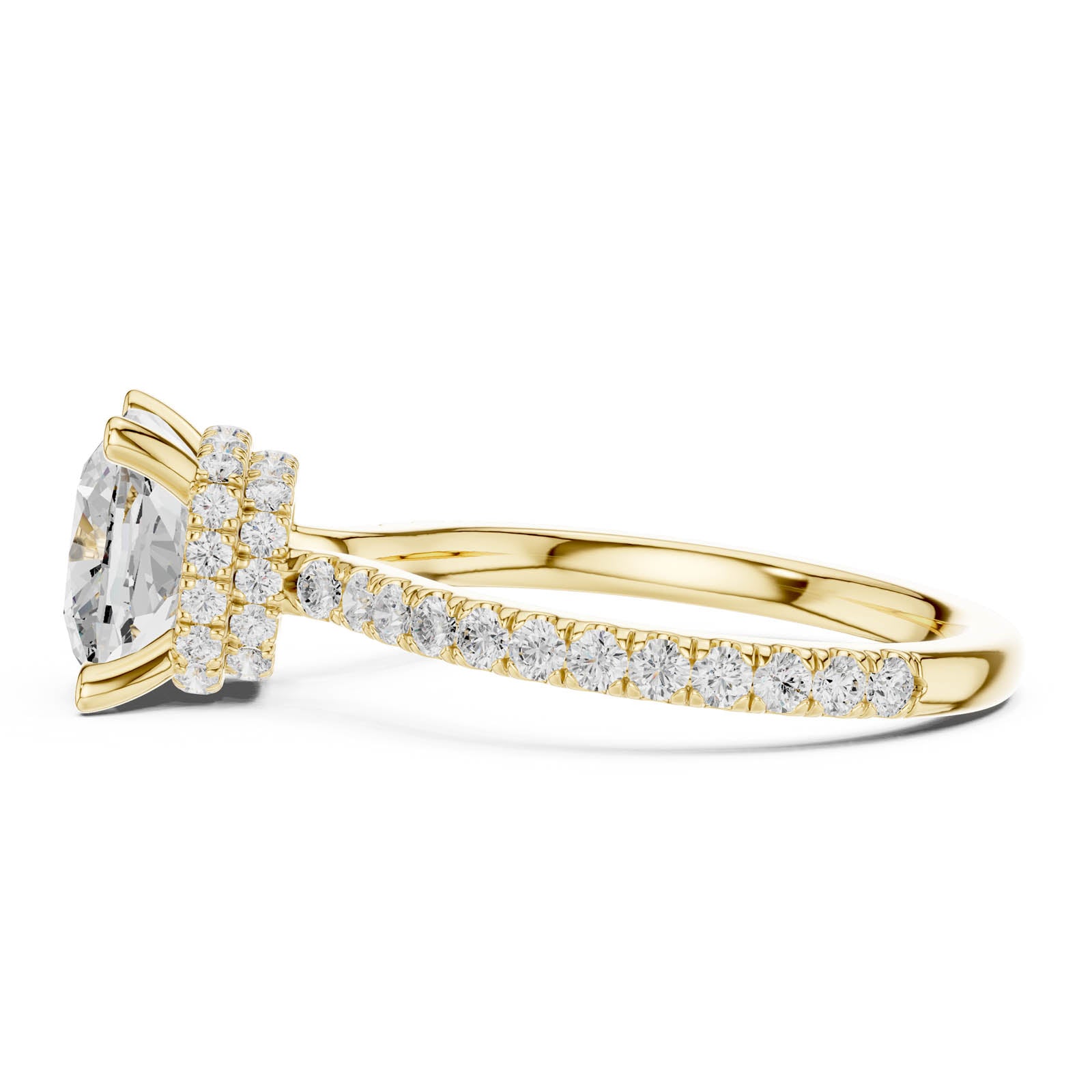 3.58 Ct. Cushion Cut Diamond Ring with Double Hidden Halo and Pavé Band (DDLR-1017) 9