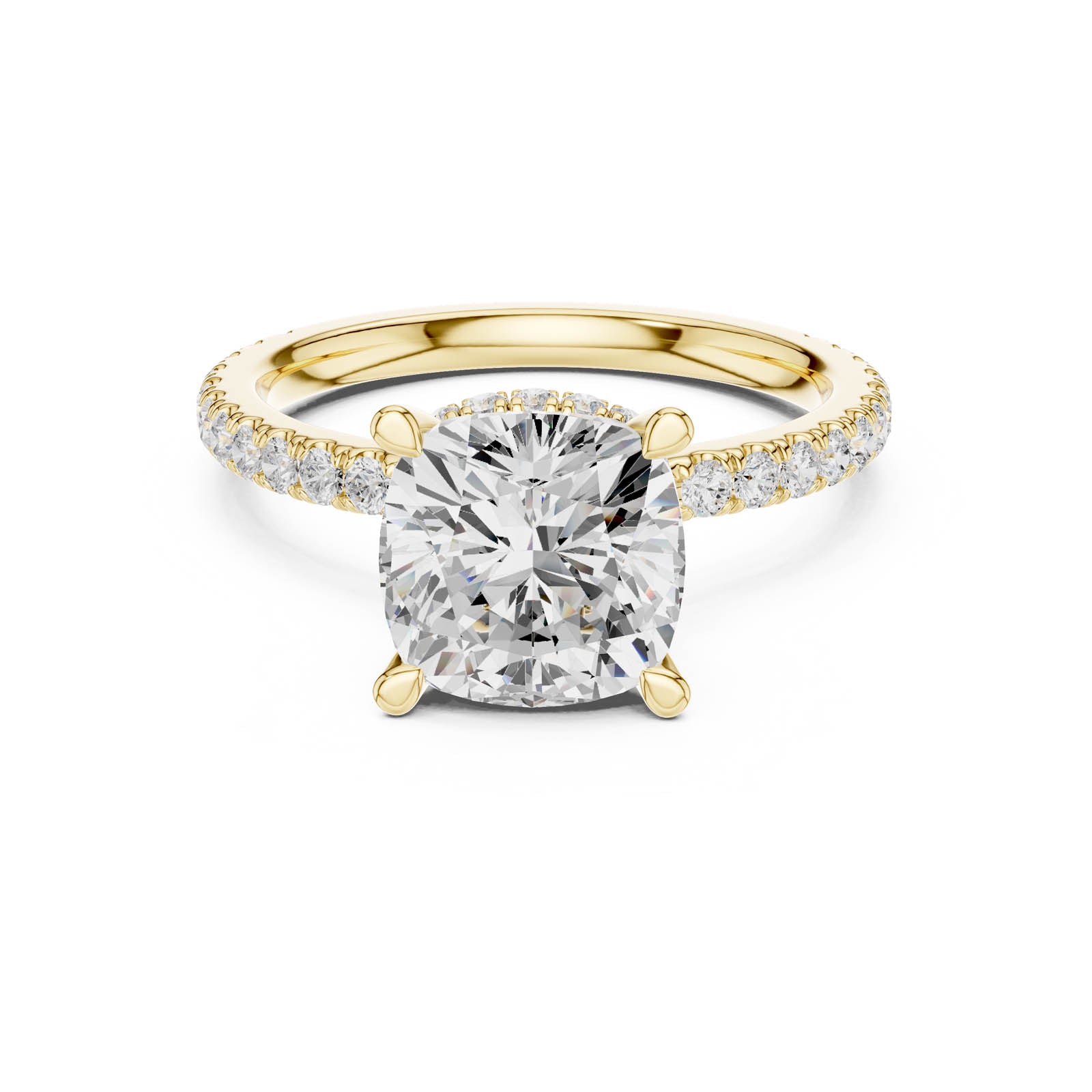 3.58 Ct. Cushion Cut Diamond Ring with Double Hidden Halo and Pavé Band (DDLR-1017) 12