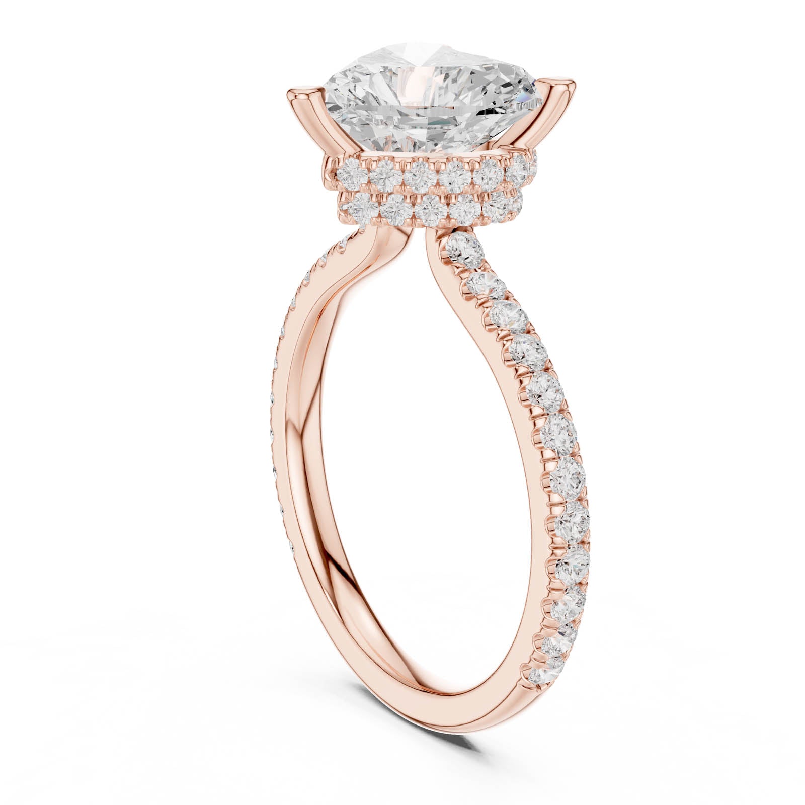 3.25 Ct. Heart Shaped Diamond Ring with Double Hidden Halo and Pavé Band (DDLR-1018) 13