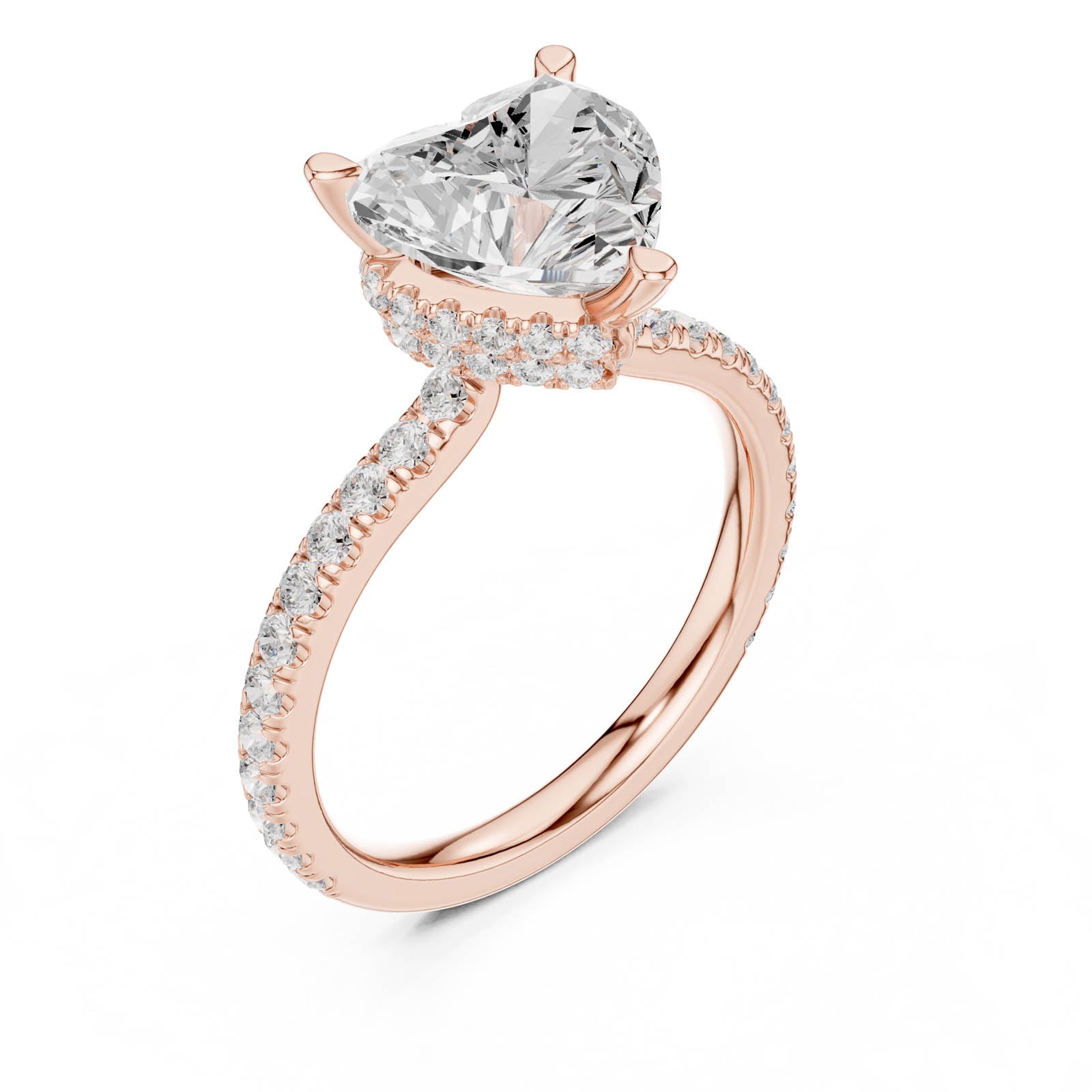 3.25 Ct. Heart Shaped Diamond Ring with Double Hidden Halo and Pavé Band (DDLR-1018) 10