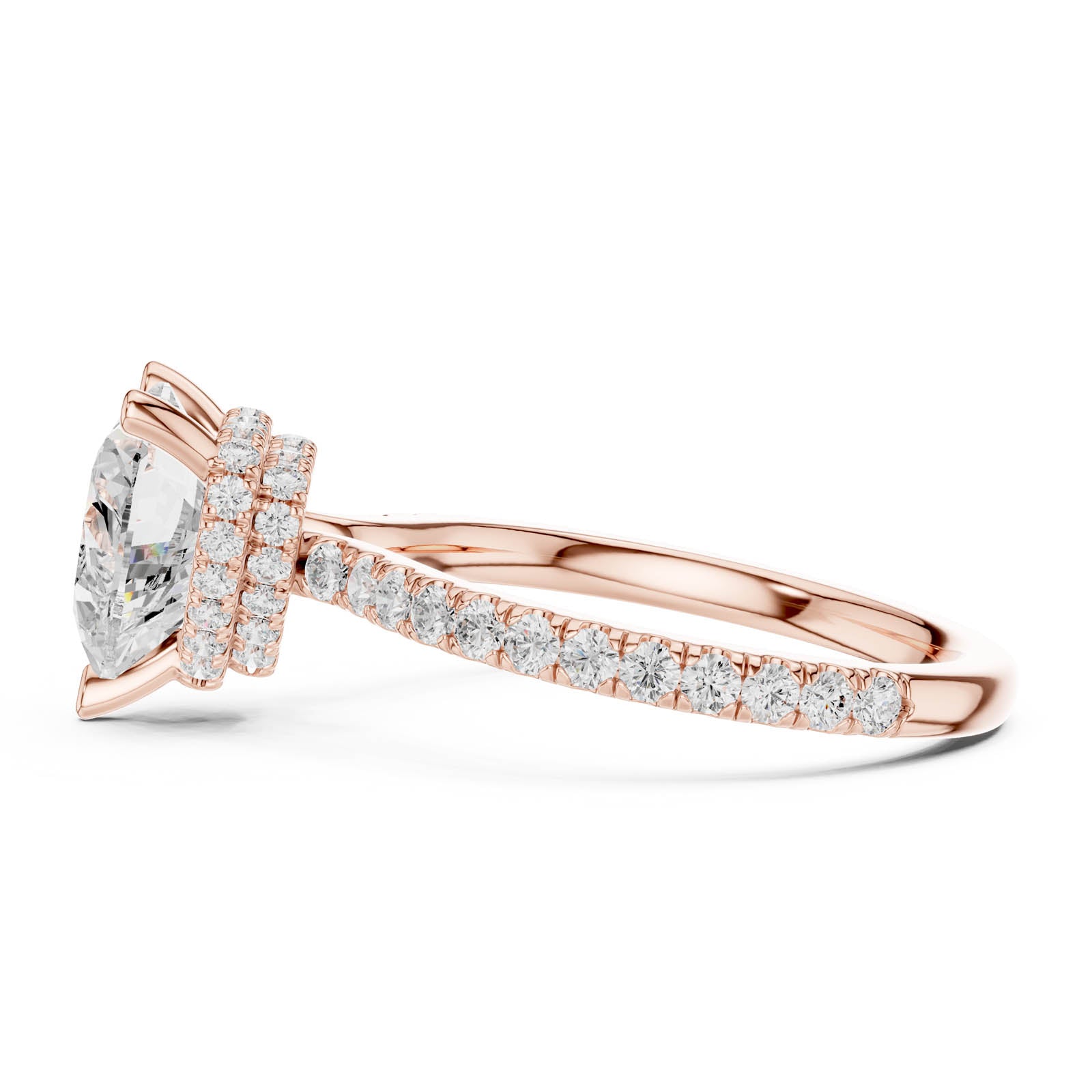 3.25 Ct. Heart Shaped Diamond Ring with Double Hidden Halo and Pavé Band (DDLR-1018) 4