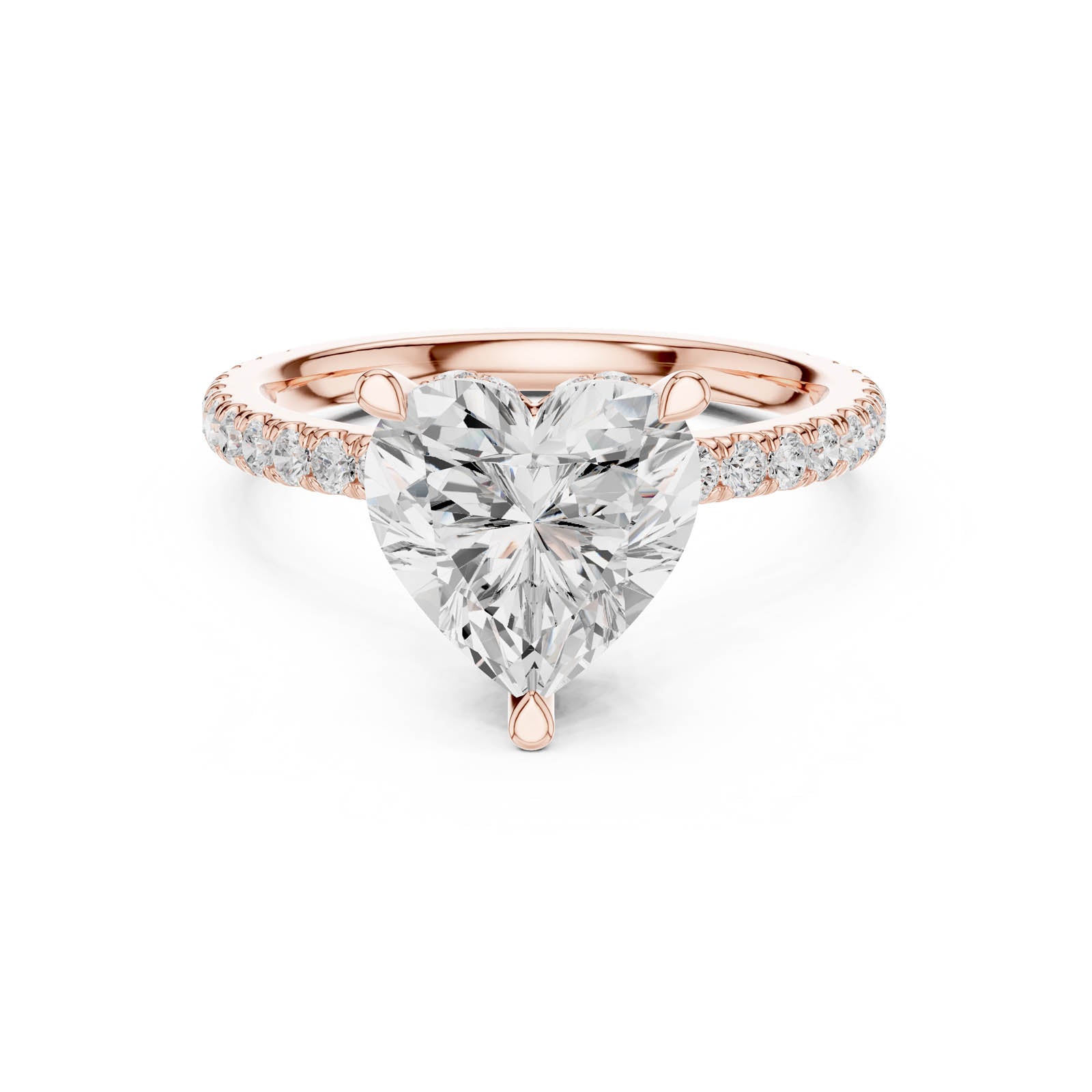 3.25 Ct. Heart Shaped Diamond Ring with Double Hidden Halo and Pavé Band (DDLR-1018) 7
