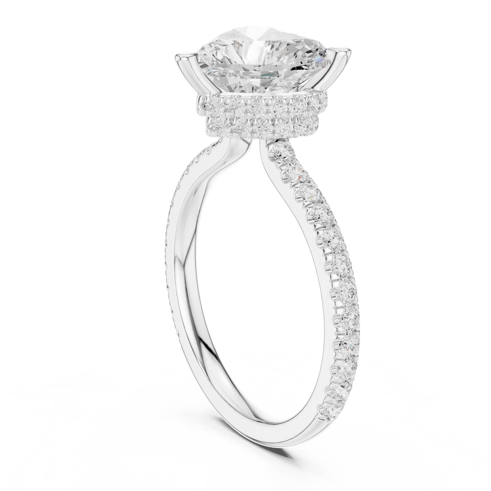 3.25 Ct. Heart Shaped Diamond Ring with Double Hidden Halo and Pavé Band (DDLR-1018) 5