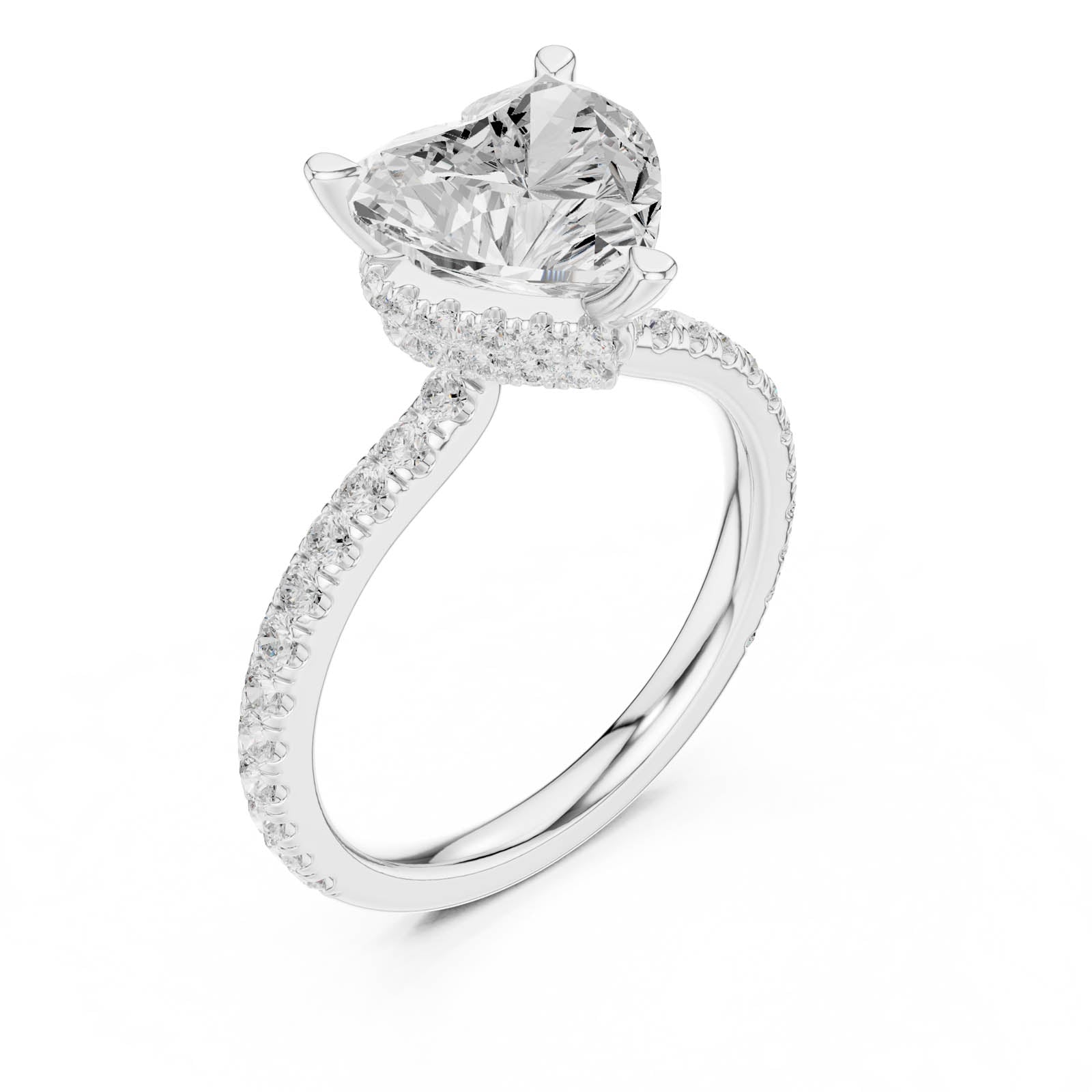 3.25 Ct. Heart Shaped Diamond Ring with Double Hidden Halo and Pavé Band (DDLR-1018) 8