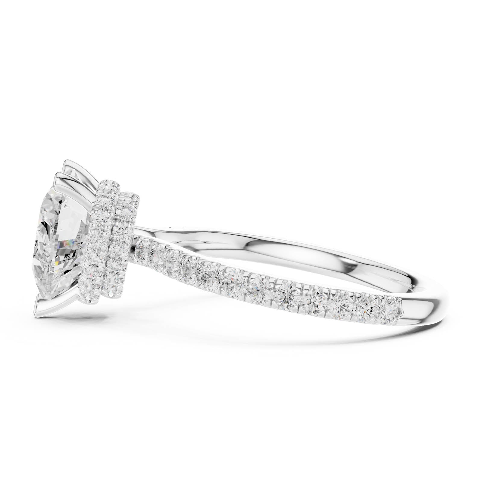 3.25 Ct. Heart Shaped Diamond Ring with Double Hidden Halo and Pavé Band (DDLR-1018) 11