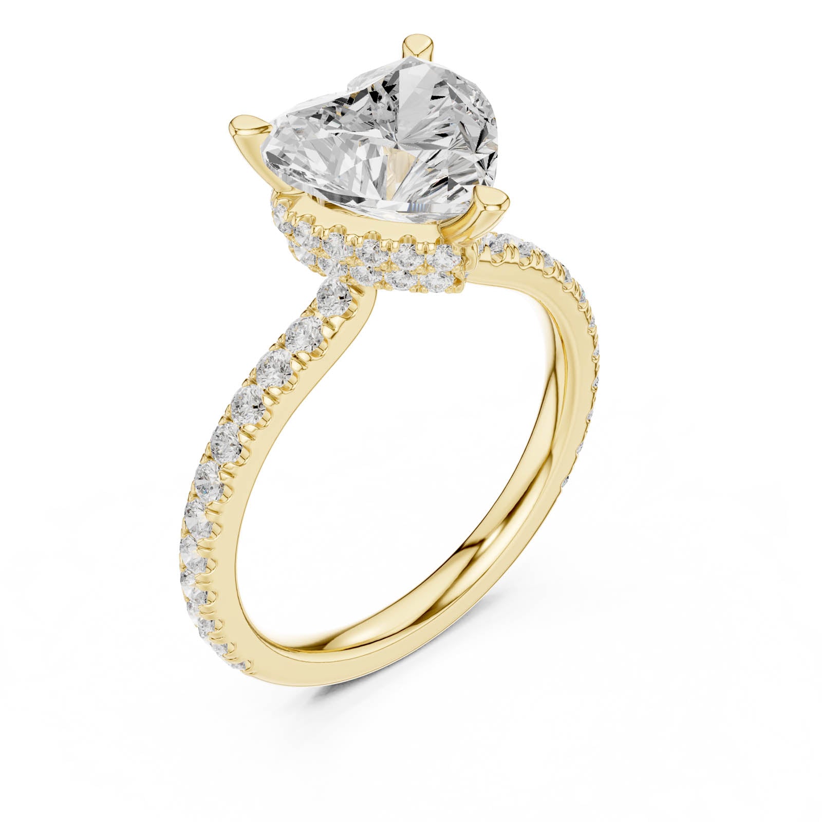 3.25 Ct. Heart Shaped Diamond Ring with Double Hidden Halo and Pavé Band (DDLR-1018)