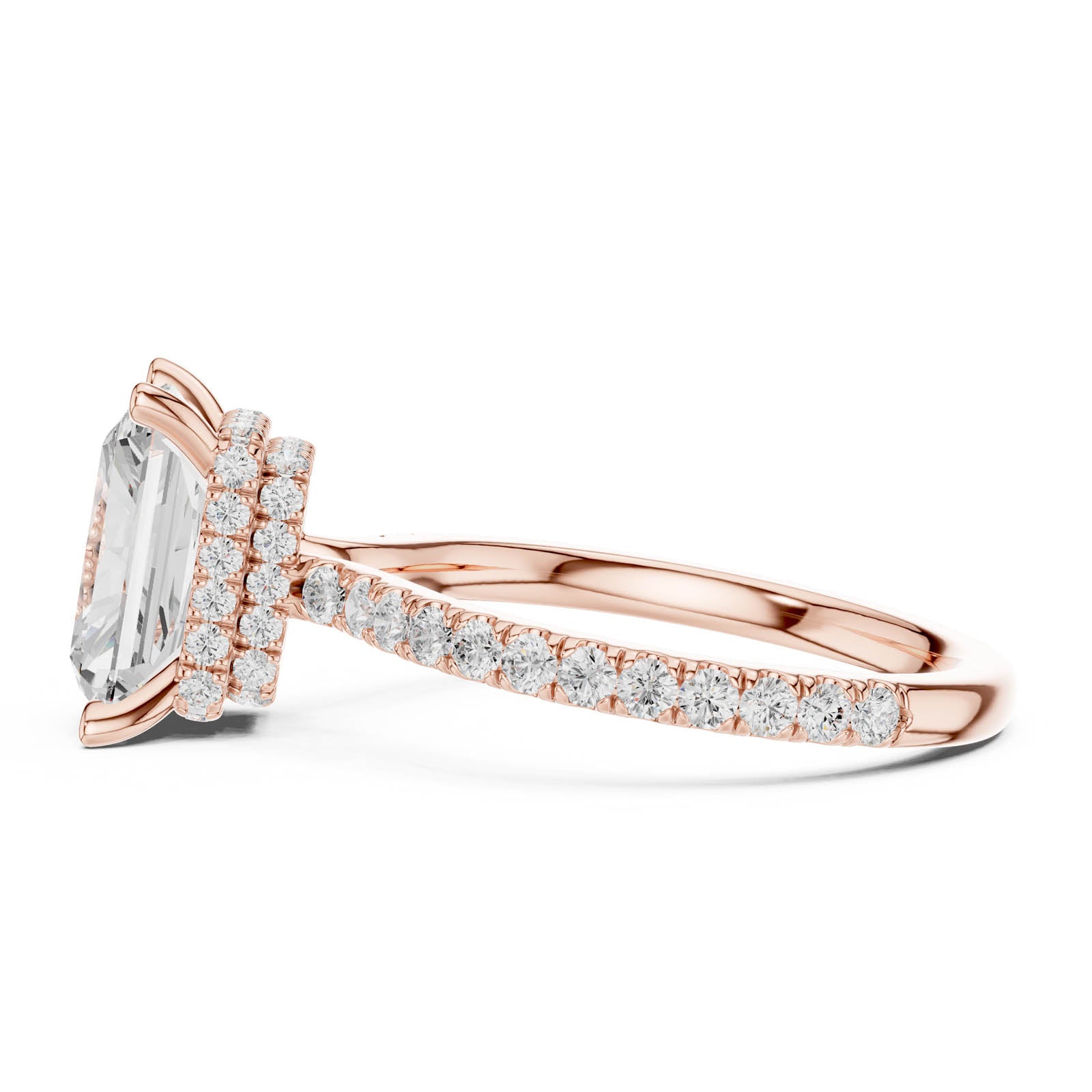 4.41 Ct. Radiant Cut Diamond Ring with Double Hidden Halo and Pavé Band (DDLR-1019) 4