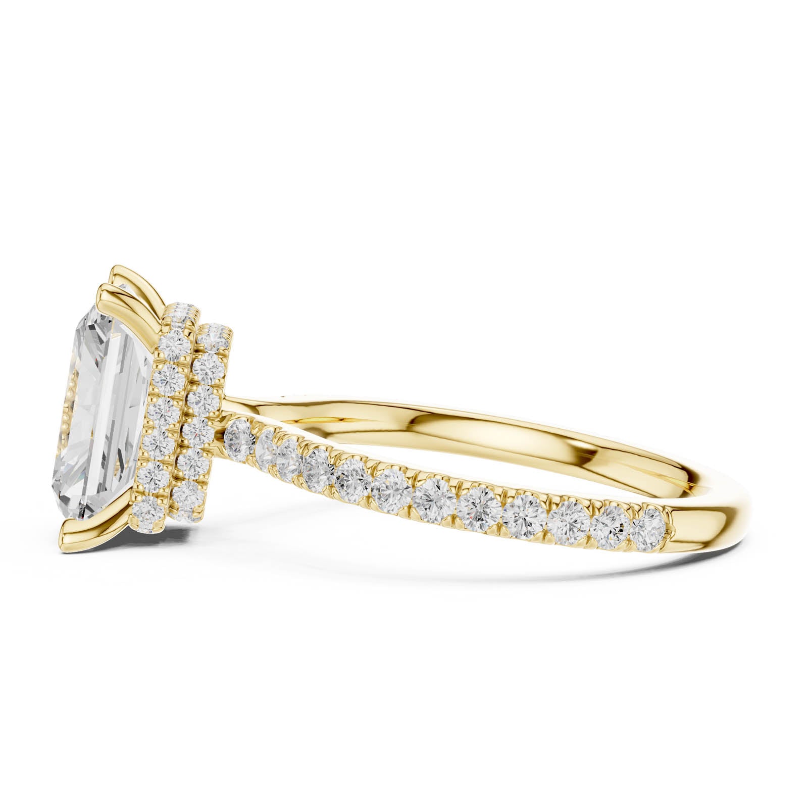 4.41 Ct. Radiant Cut Diamond Ring with Double Hidden Halo and Pavé Band (DDLR-1019) 12