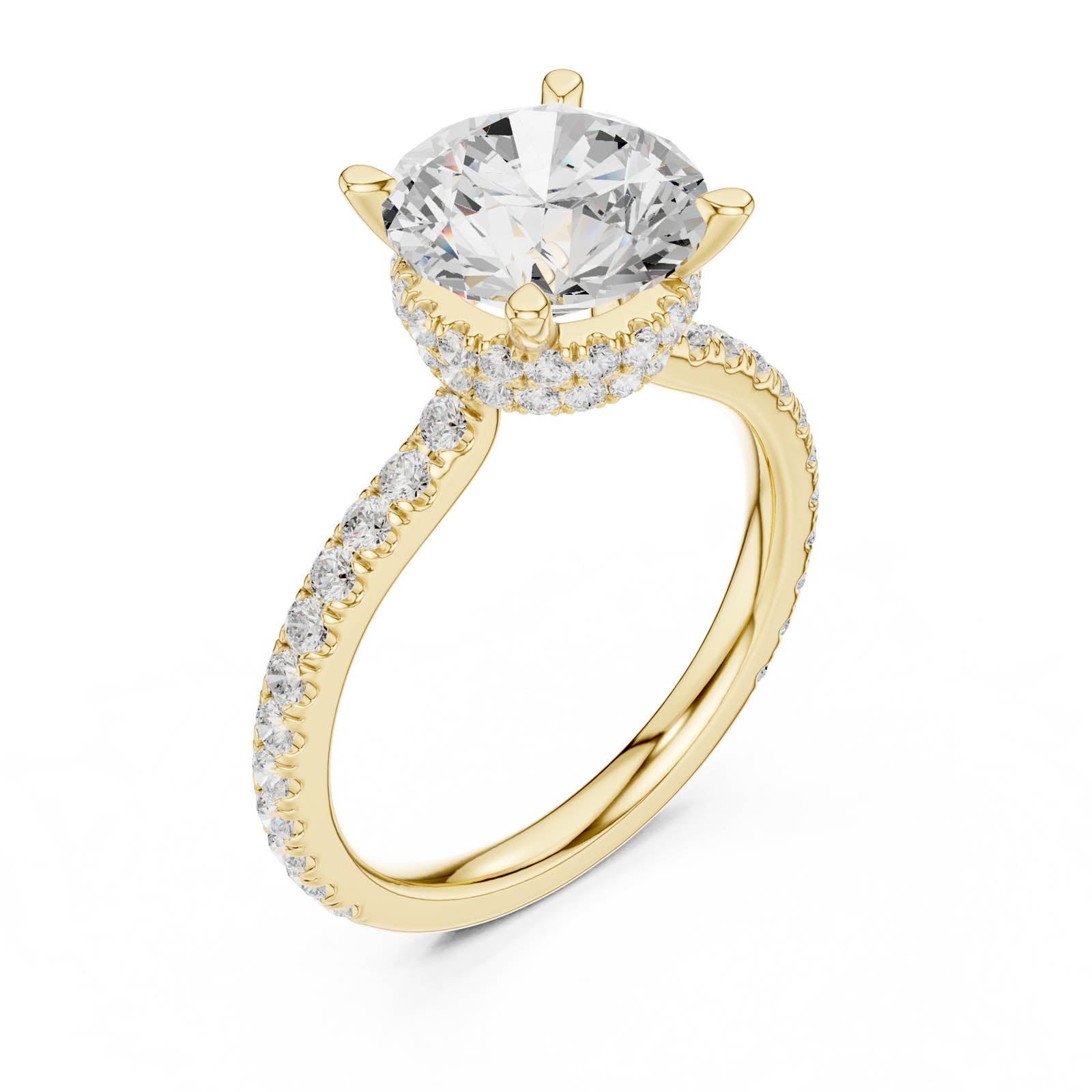 3.52 Ct. Round Diamond Ring with Double Hidden Halo and Pavé Band (DDLR-1020)