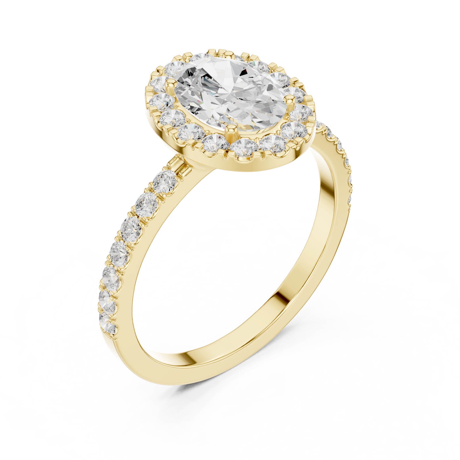 1.79 Ct. Oval Diamond Halo Ring with Pavé Band (DDLR-1054)