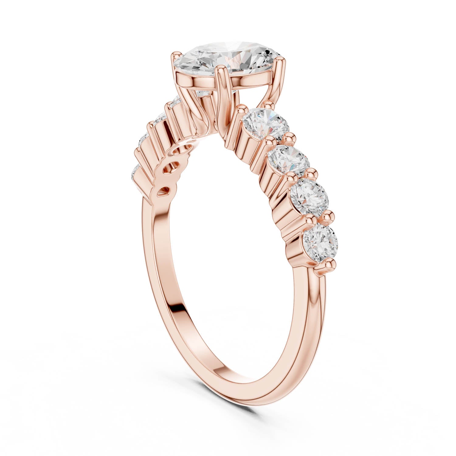 1.52 Ct. Oval Diamond Engagement Ring with Graduated Side Stones (DDLR-1056) 8