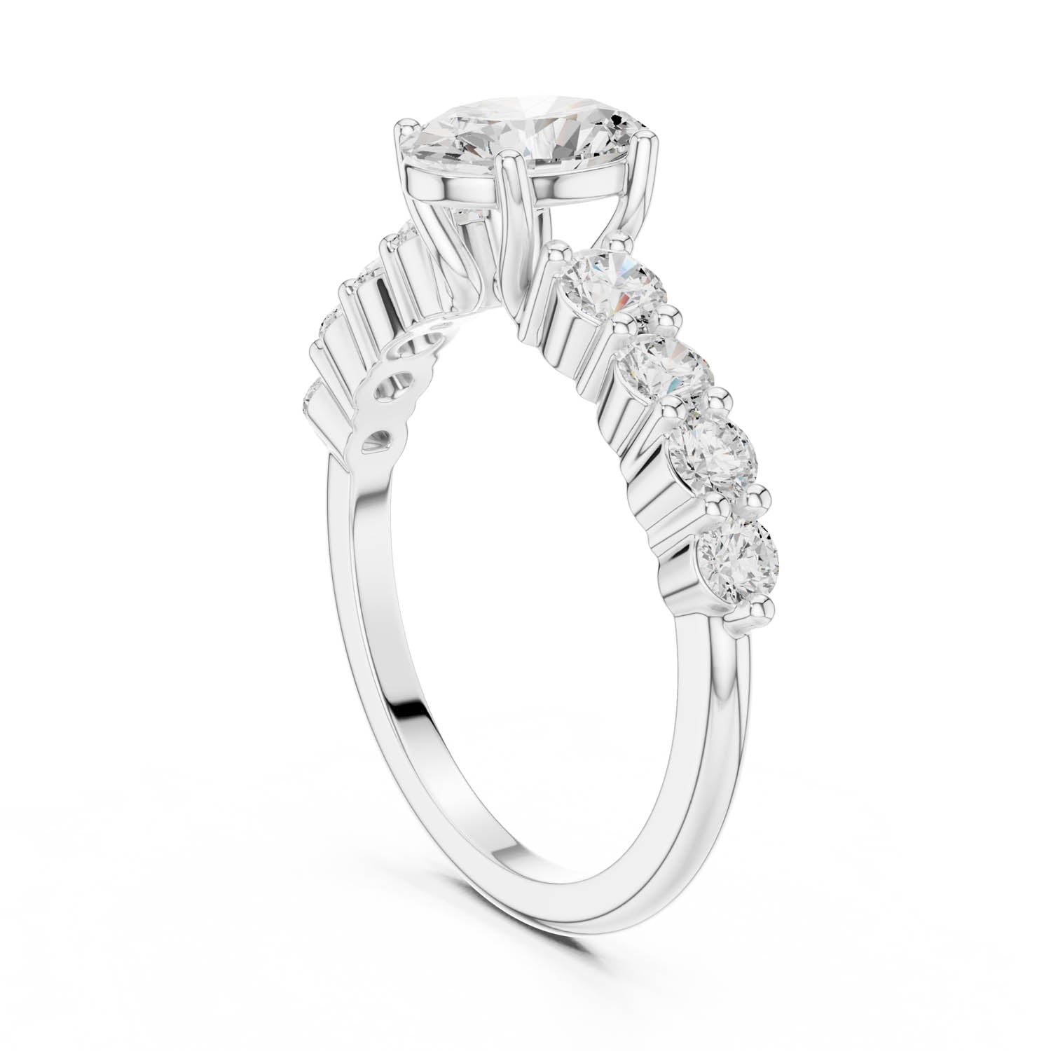 1.52 Ct. Oval Diamond Engagement Ring with Graduated Side Stones (DDLR-1056) 10