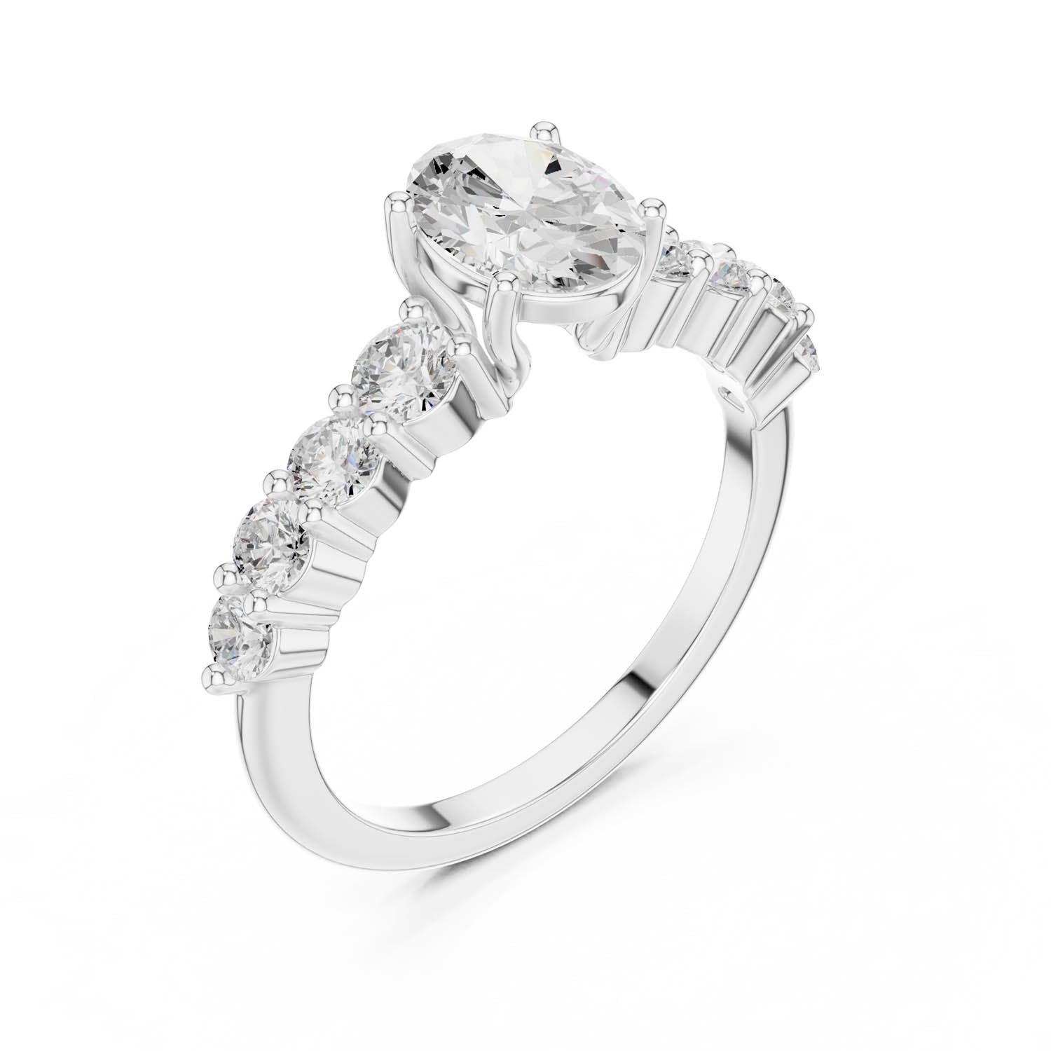 1.52 Ct. Oval Diamond Engagement Ring with Graduated Side Stones (DDLR-1056) 11