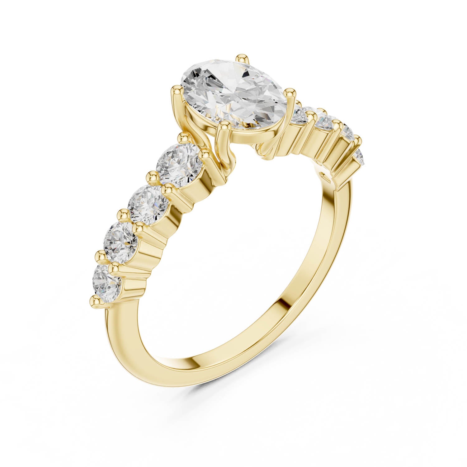 1.52 Ct. Oval Diamond Engagement Ring with Graduated Side Stones (DDLR-1056)