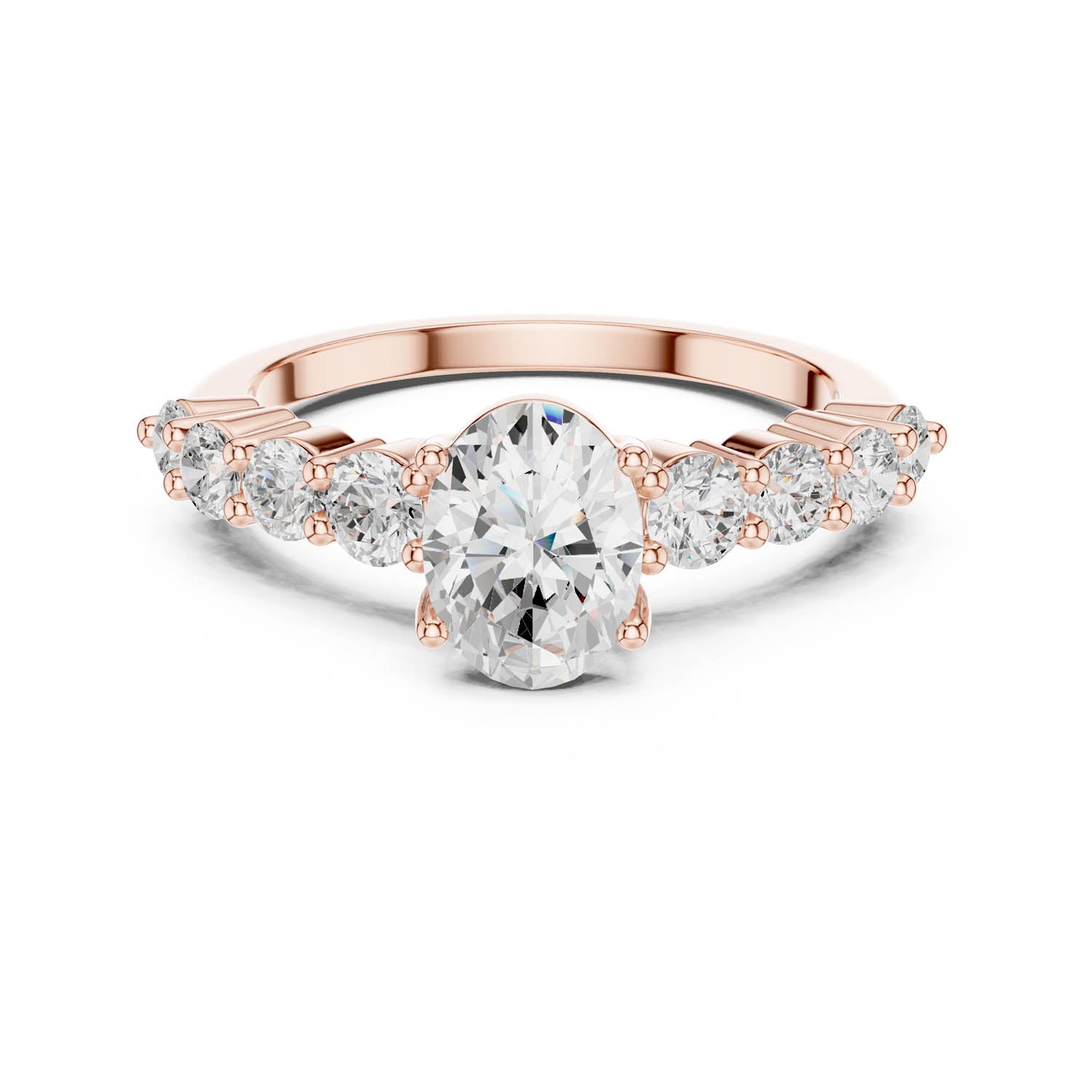 1.52 Ct. Oval Diamond Engagement Ring with Graduated Side Stones (DDLR-1056) 4