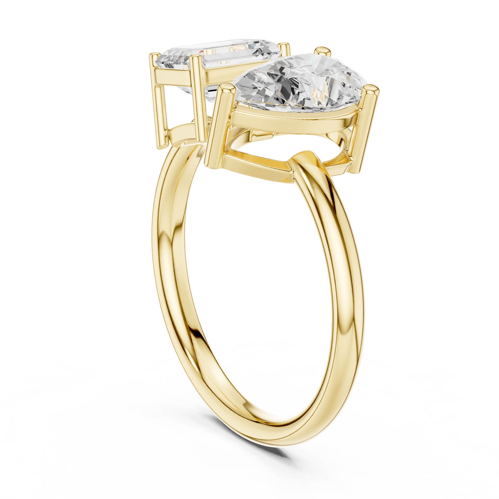 2.10 Ct. Emerald Cut and Pear Shape Diamond Toi et Moi Ring with Dual-Prong Setting (DDLR-1057) 12