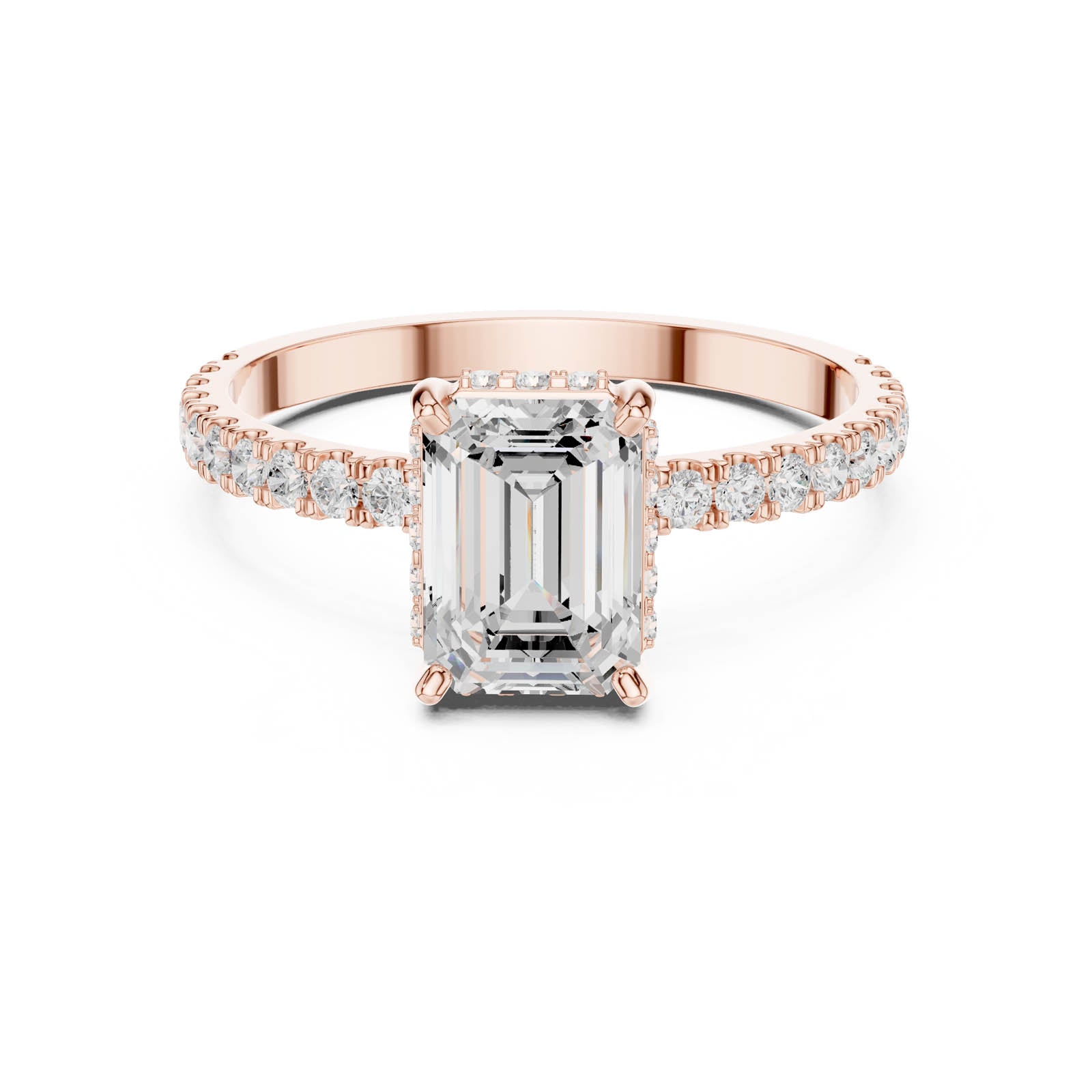1.34 Ct. Emerald Cut Diamond Ring with Hidden Halo and Pavé Band (DDLR-1065) 9