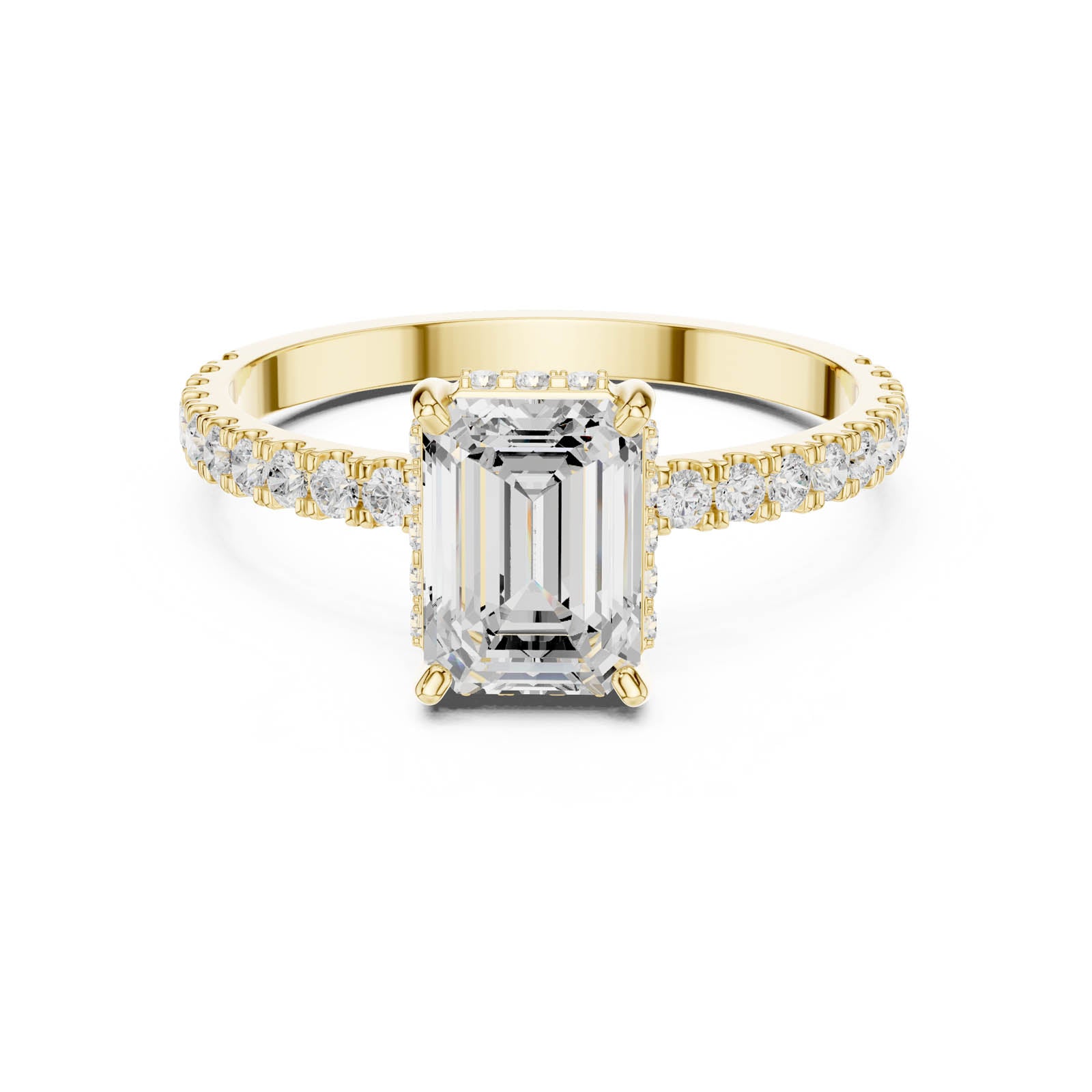 1.34 Ct. Emerald Cut Diamond Ring with Hidden Halo and Pavé Band (DDLR-1065) 12