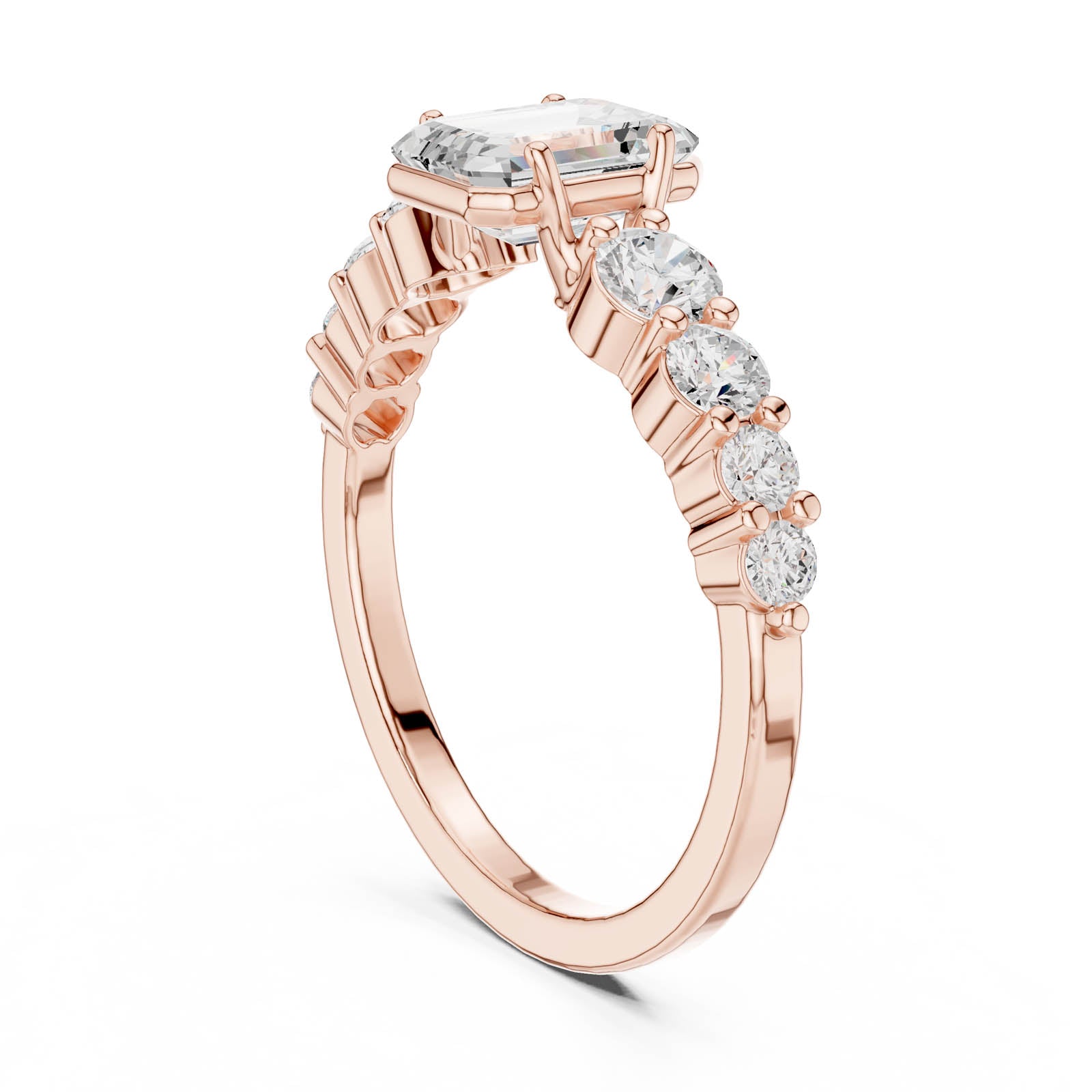 1.48 Ct. Emerald Cut Diamond Ring with Tapered Round Side Stones (DDLR-1068) 8
