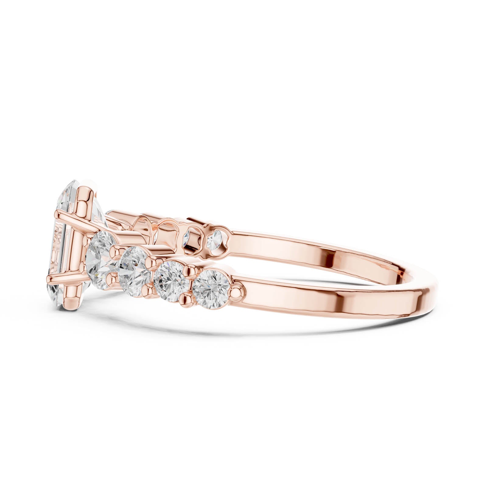 1.48 Ct. Emerald Cut Diamond Ring with Tapered Round Side Stones (DDLR-1068) 4