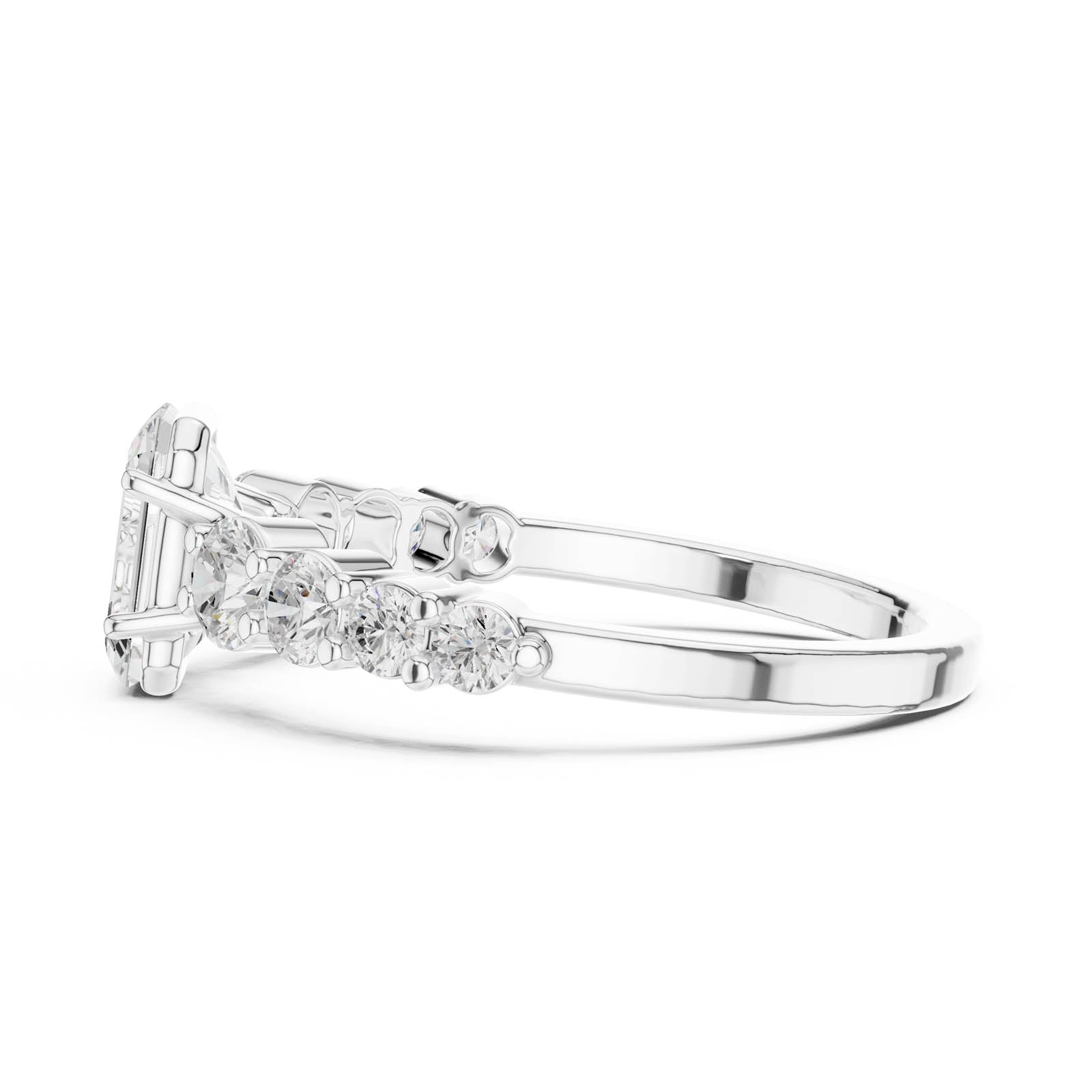 1.48 Ct. Emerald Cut Diamond Ring with Tapered Round Side Stones (DDLR-1068) 6