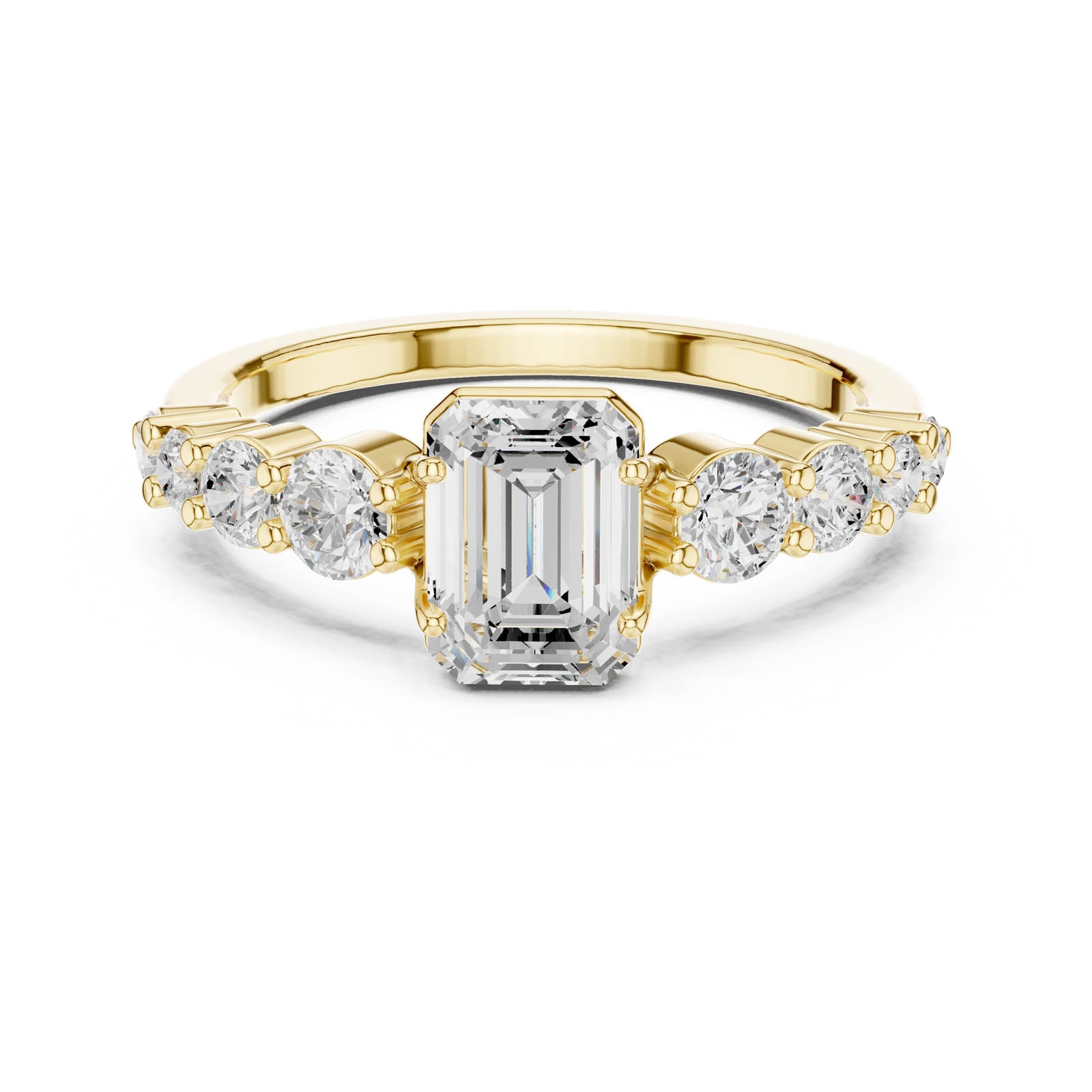 1.48 Ct. Emerald Cut Diamond Ring with Tapered Round Side Stones (DDLR-1068) 7