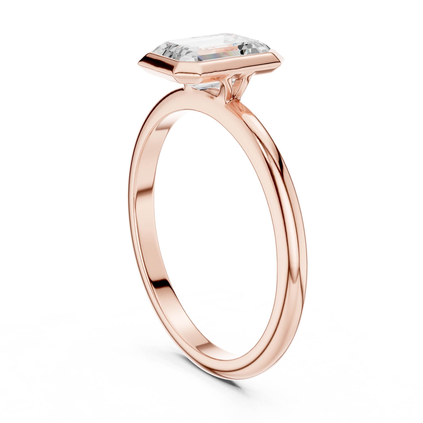 1.00 Ct. Emerald Cut Diamond Bezel Ring with Polished Band (DDLR-1075) 8
