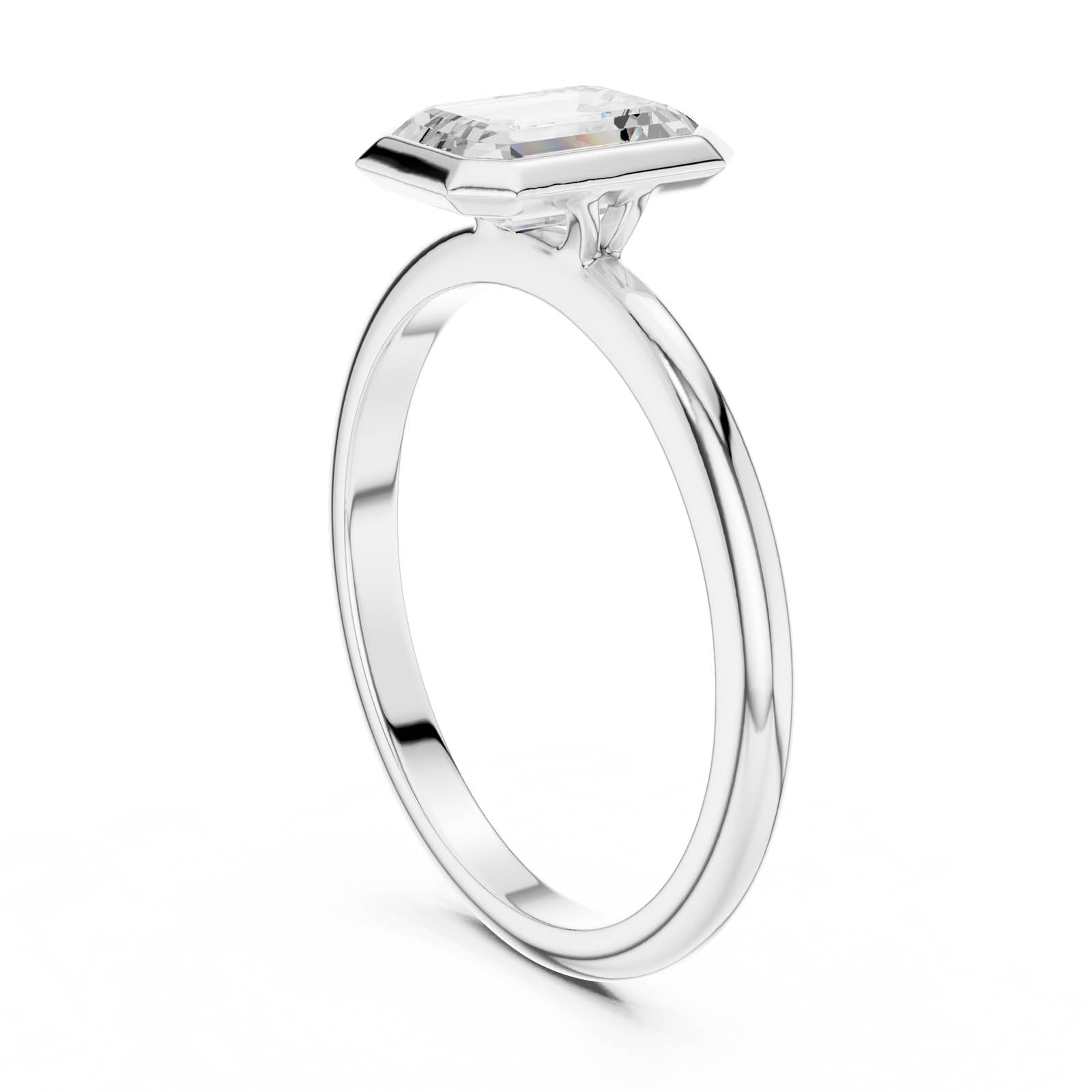 1.00 Ct. Emerald Cut Diamond Bezel Ring with Polished Band (DDLR-1075) 10