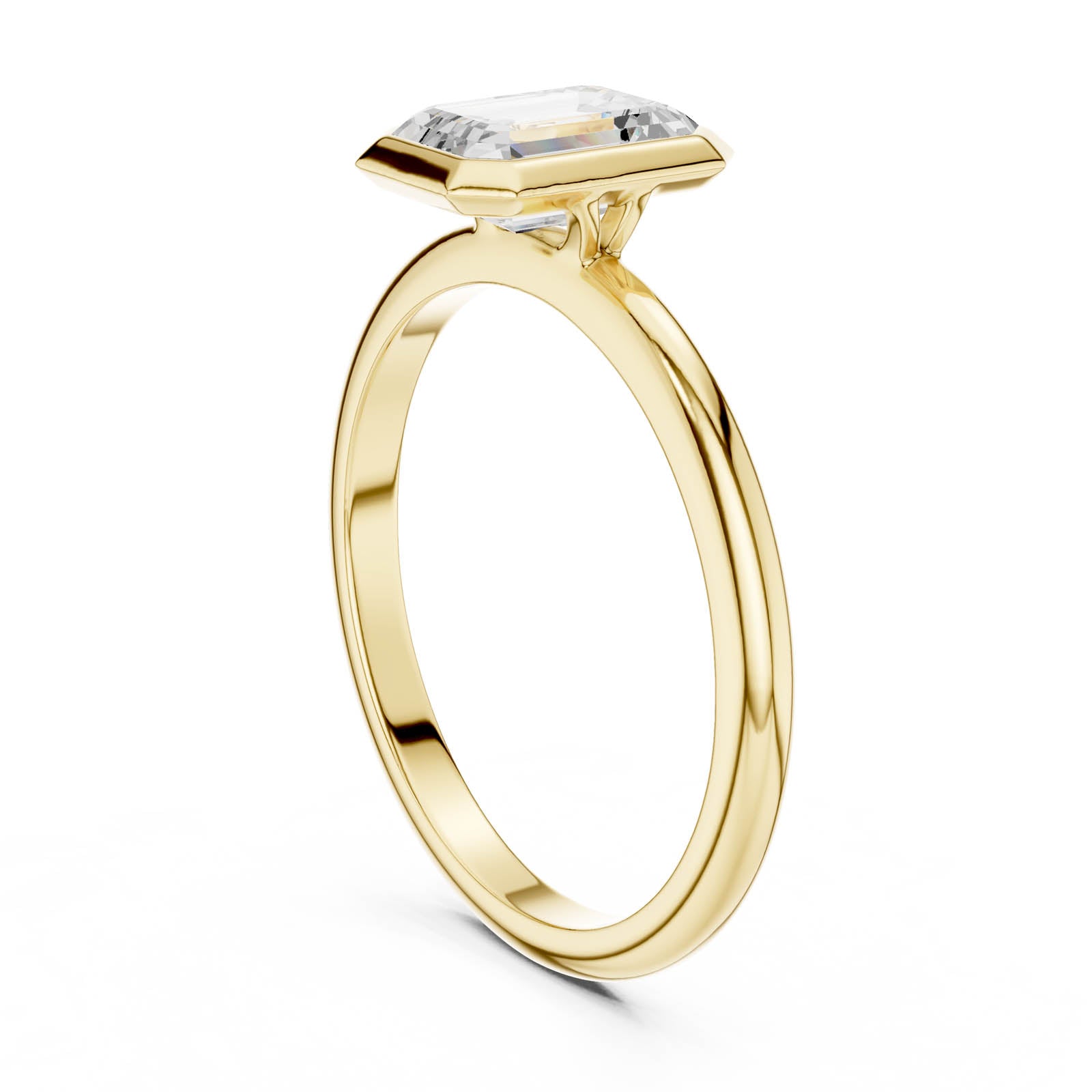 1.00 Ct. Emerald Cut Diamond Bezel Ring with Polished Band (DDLR-1075) 12